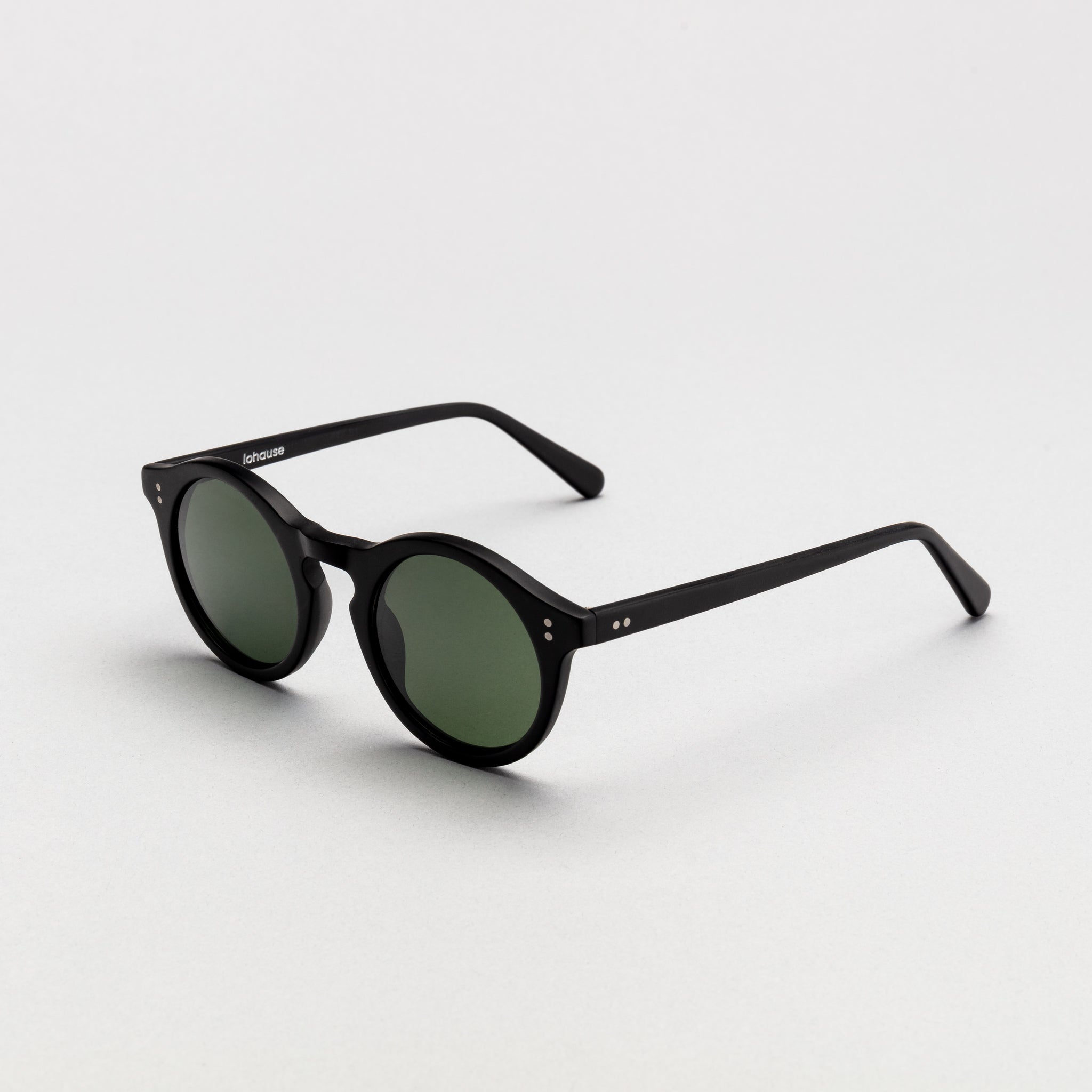 Round Vintage Sunglasses With Black Lenses & Black Frames