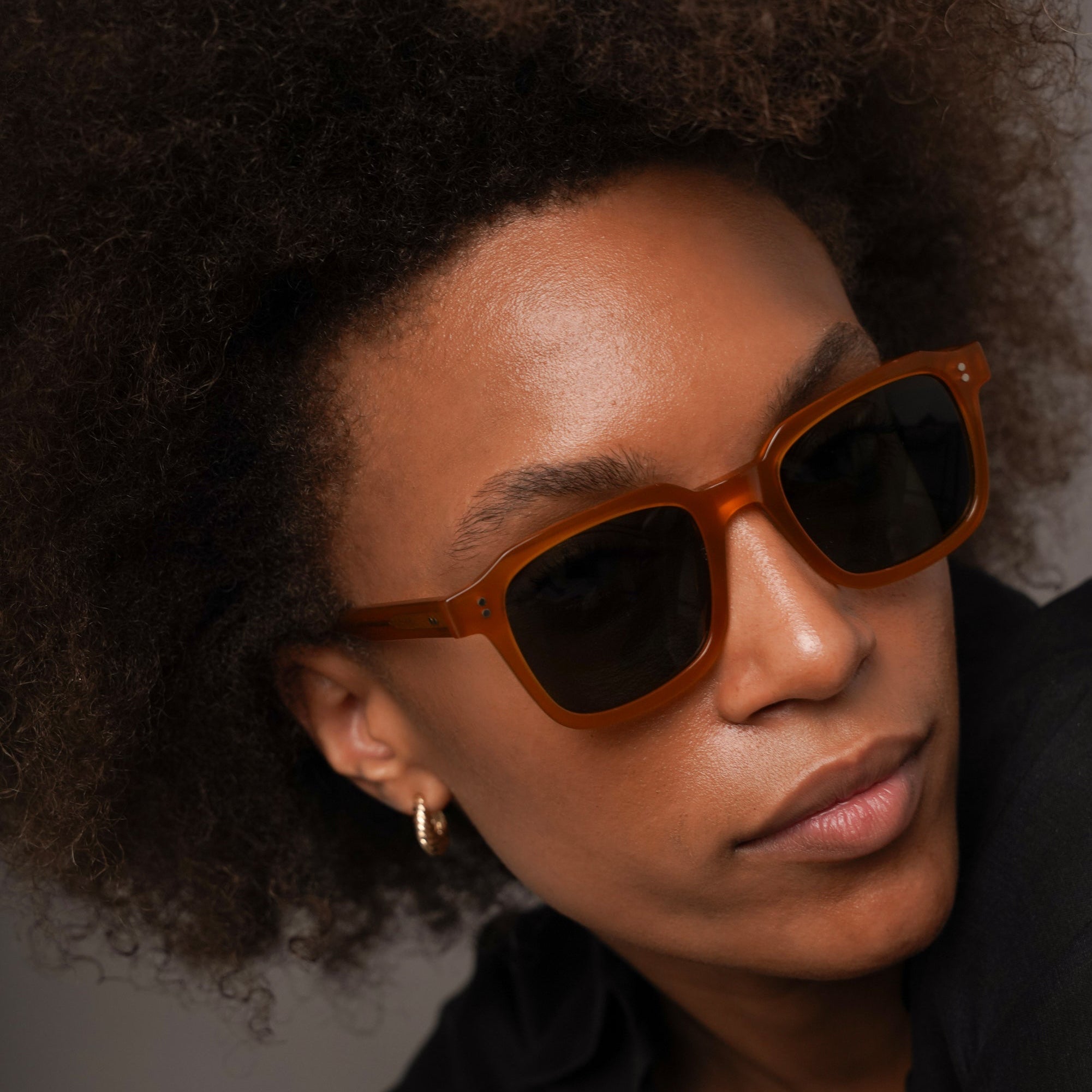 The Hoffman Amber Sunglasses, Mazzucchelli 1849 acetate frame, square shape, in black.