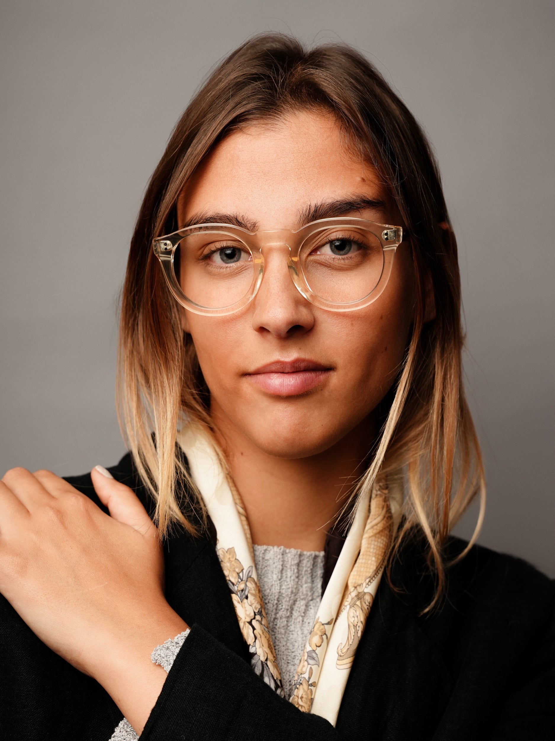 The Allen Air — eyeglasses, Mazzucchelli 1849 acetate frame, round shape, in clear crystal.