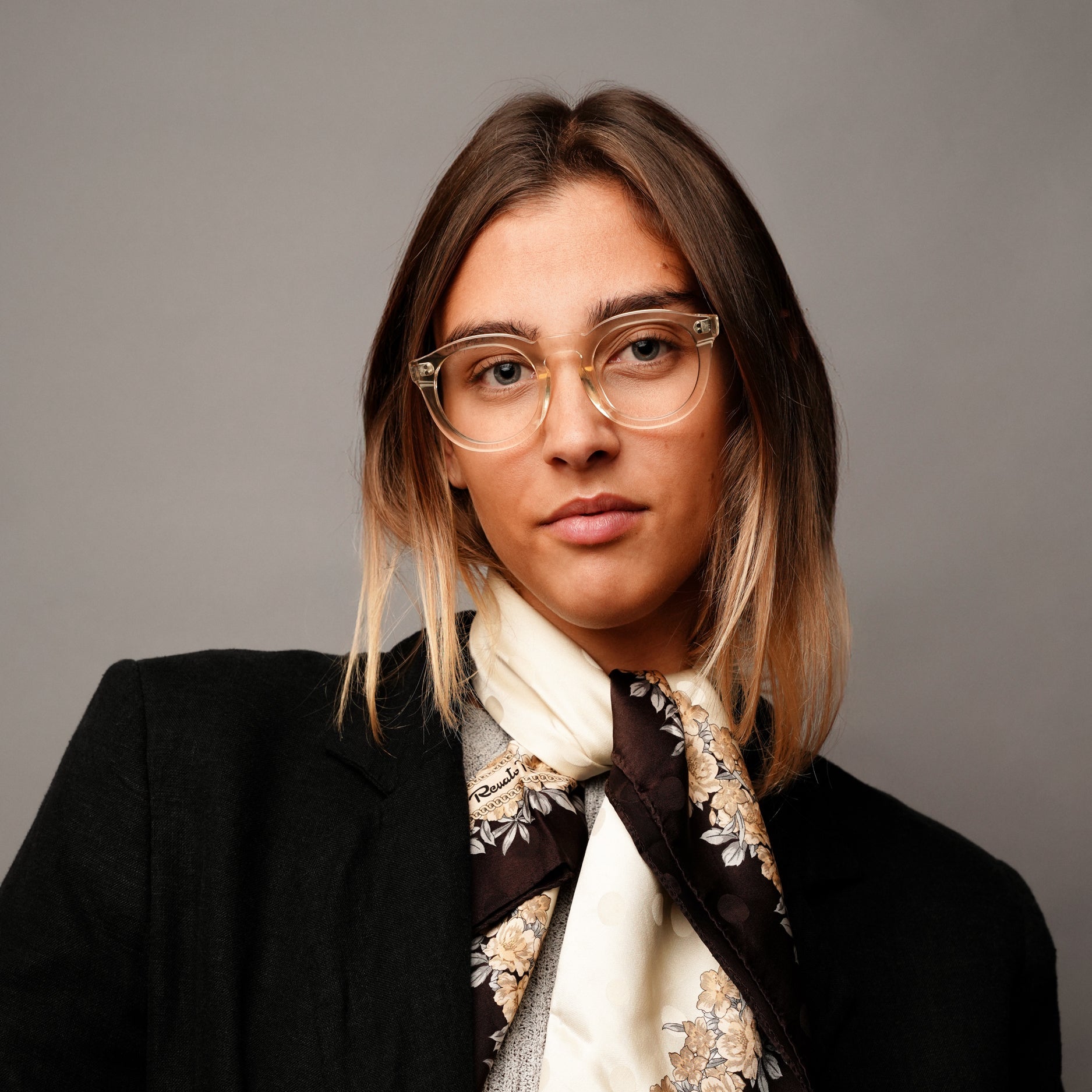 The Allen Air — eyeglasses, Mazzucchelli 1849 acetate frame, round shape, in clear crystal.