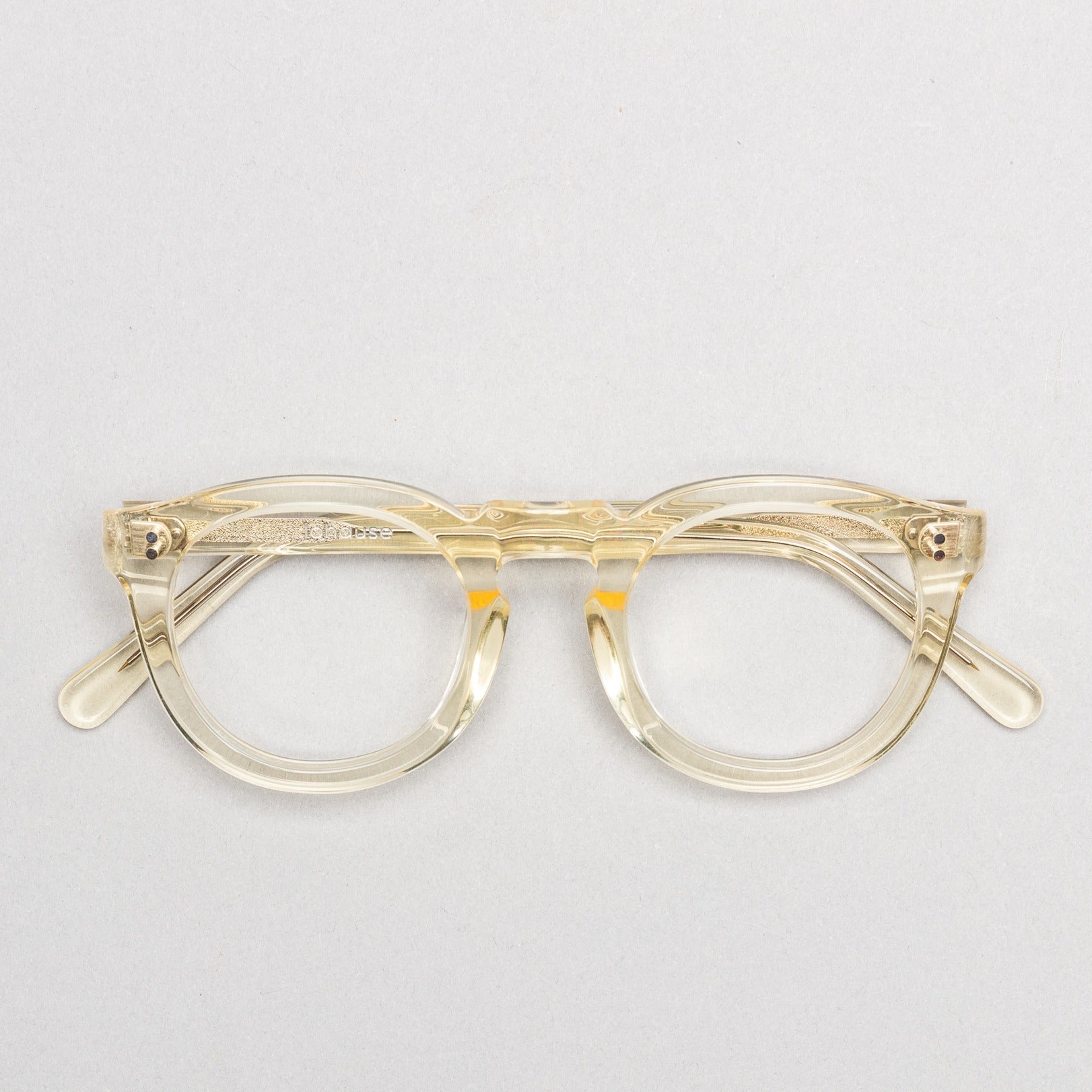 The Allen Air — eyeglasses, Mazzucchelli 1849 acetate frame, round shape, in clear crystal.