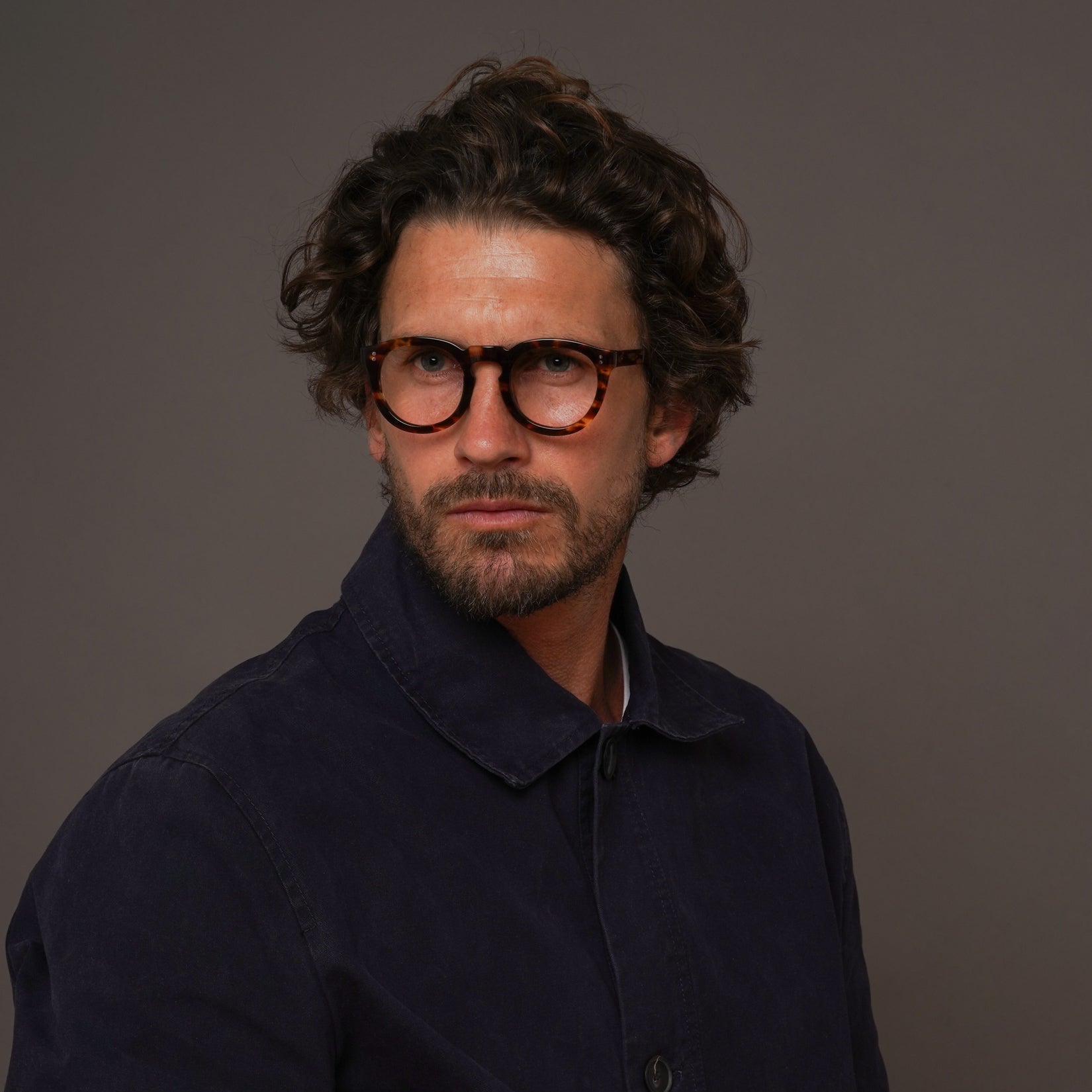 The Allen Havana — eyeglasses, Mazzucchelli 1849 acetate frame, round shape, in Havana (light tortoise).