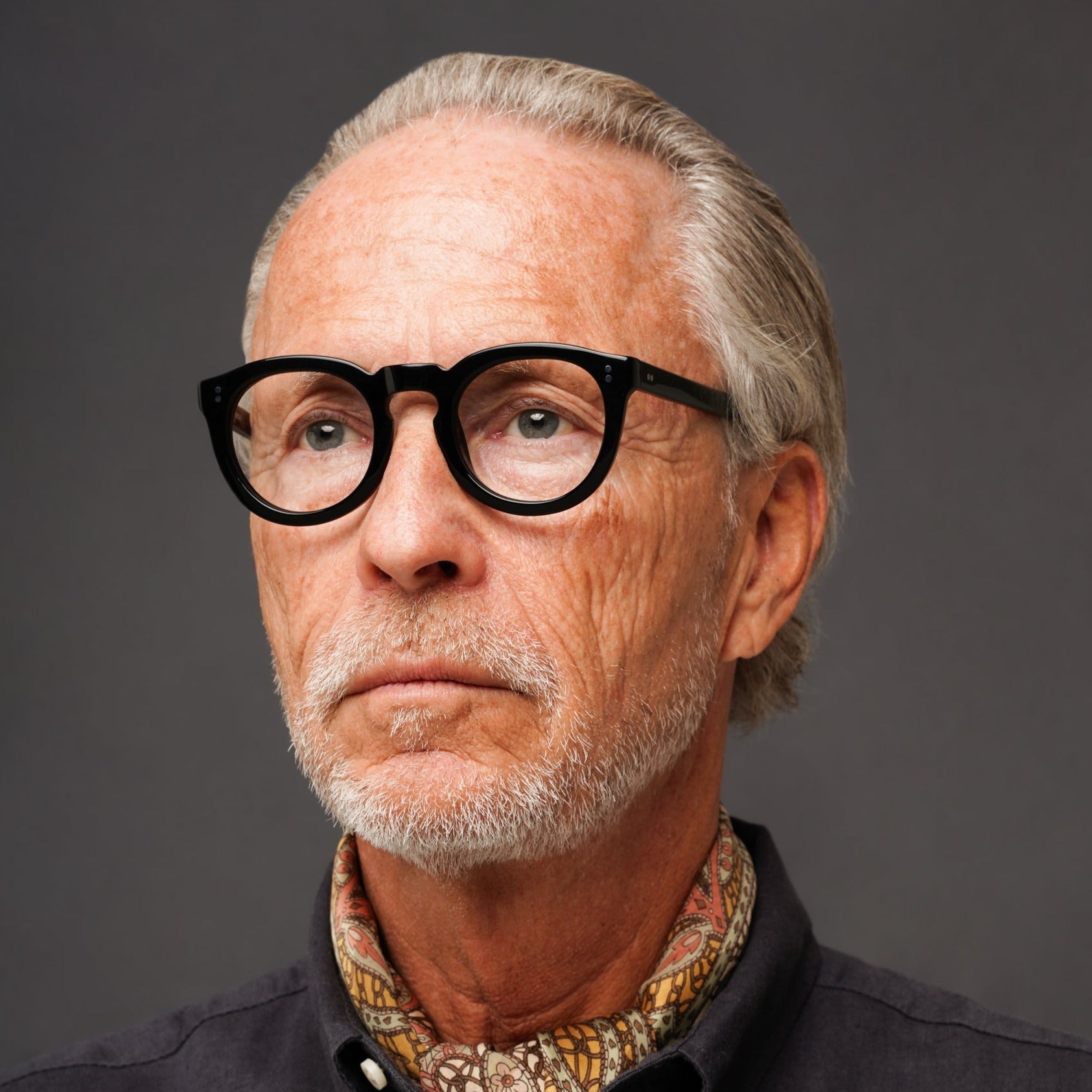 The Allen Noir — eyeglasses, Mazzucchelli 1849 acetate frame, round shape, in black.