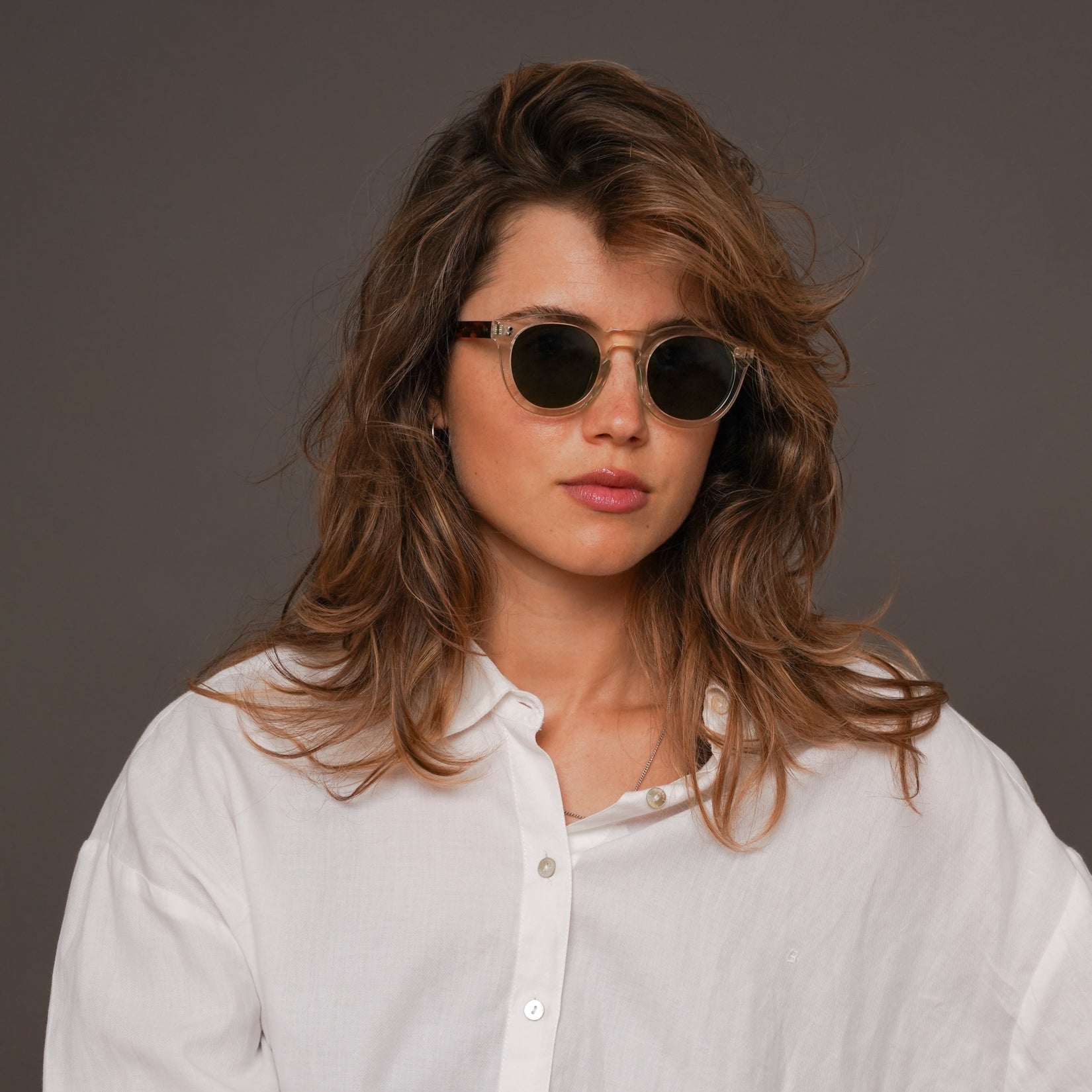 The Allen Paradox N1 Sunglasses, Mazzucchelli 1849 acetate frame, round shape, Paradox N1 pattern.