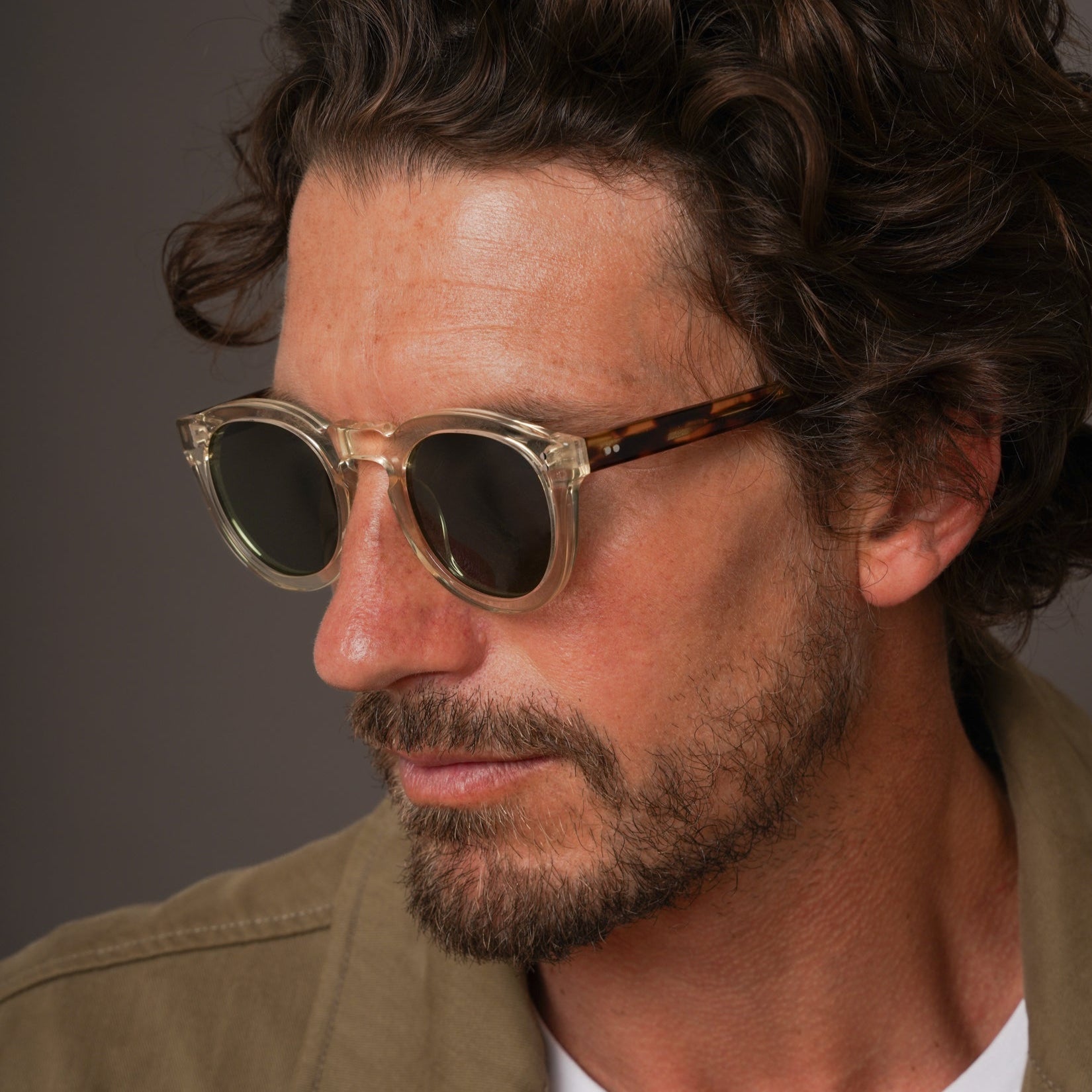 The Allen Paradox N1 Sunglasses, Mazzucchelli 1849 acetate frame, round shape, Paradox N1 pattern.