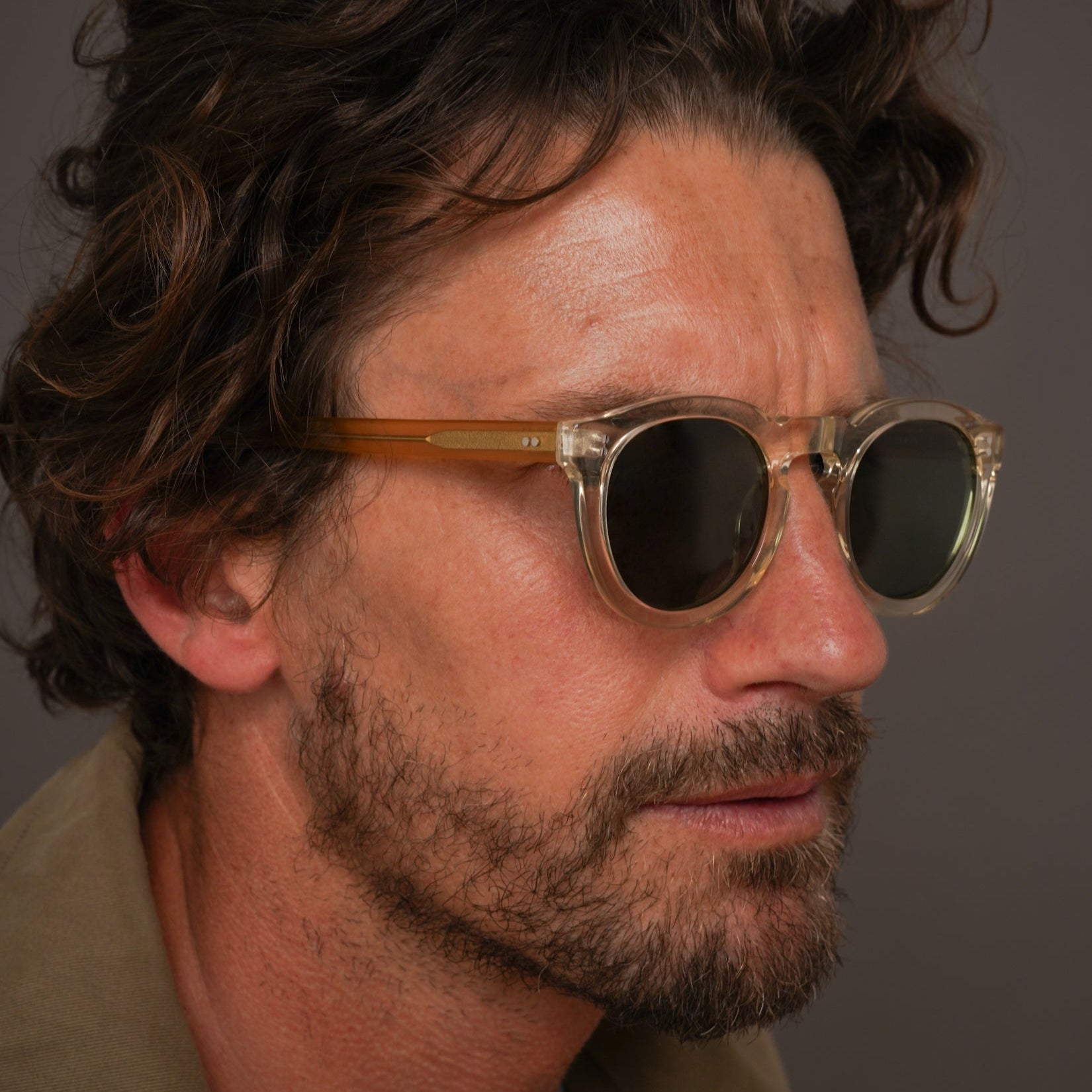 The Allen Paradox N3 Sunglasses, Mazzucchelli 1849 acetate frame, round shape, Paradox N3 pattern.