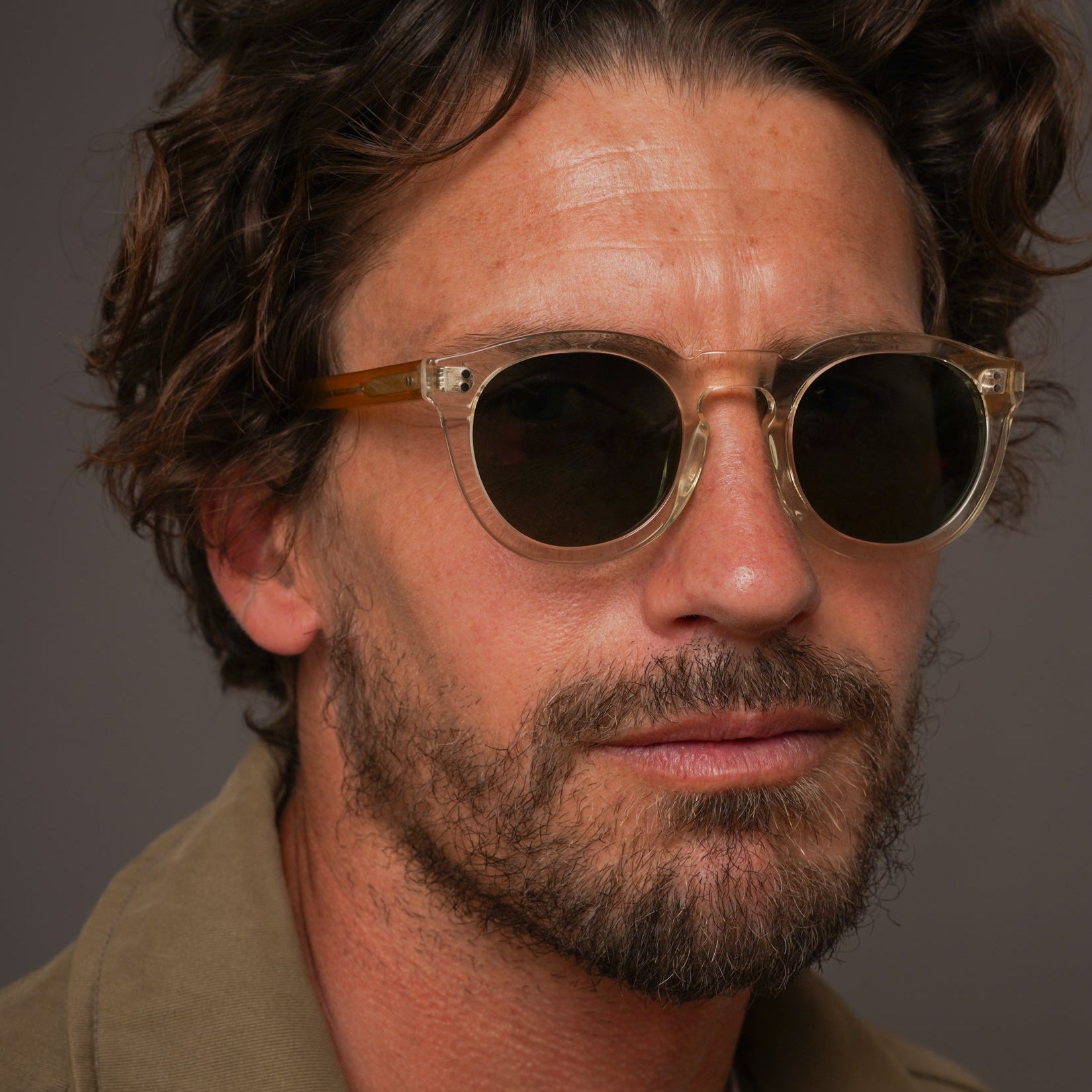 The Allen Paradox N3 Sunglasses, Mazzucchelli 1849 acetate frame, round shape, Paradox N3 pattern.
