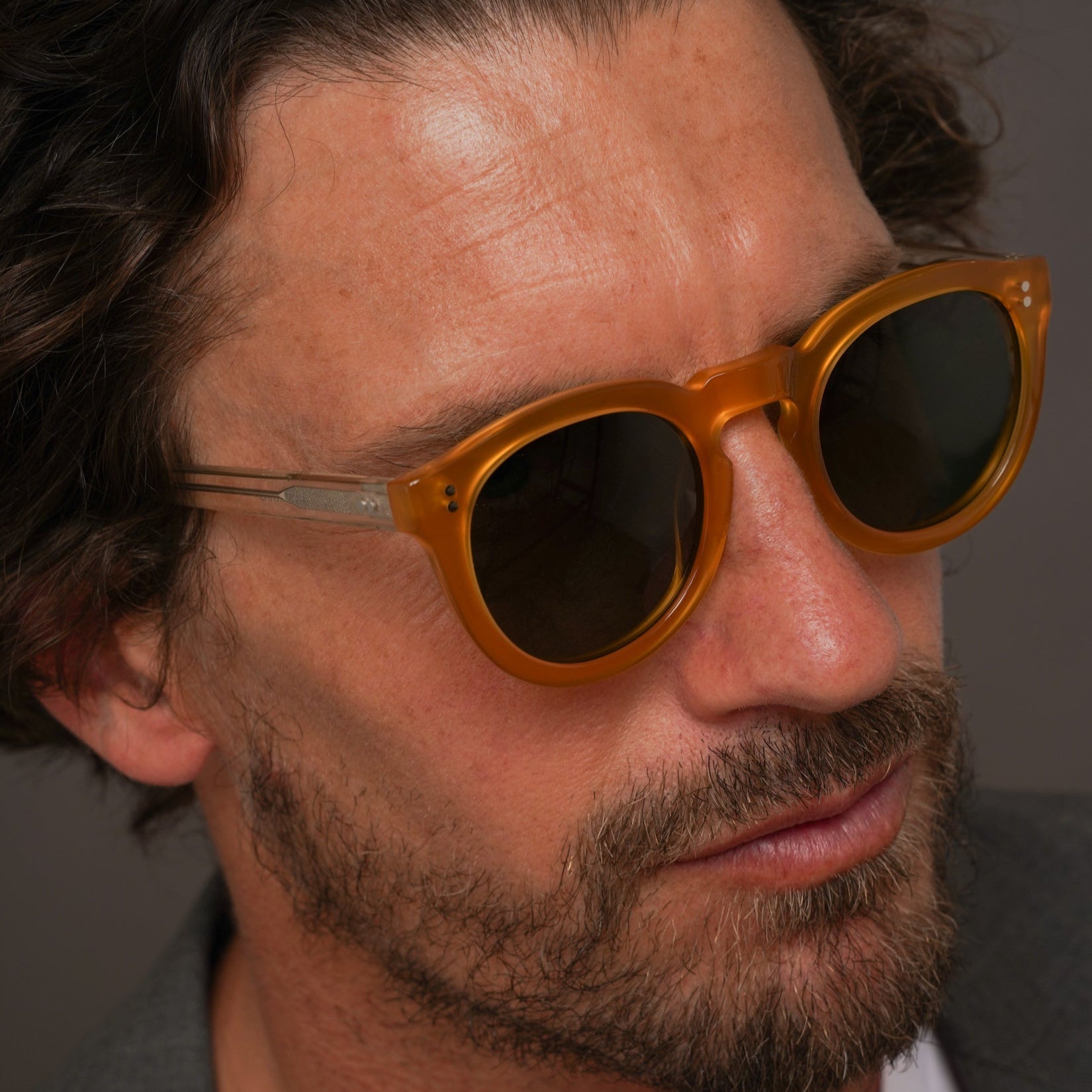 The Allen Paradox N7 Sunglasses, Mazzucchelli 1849 acetate frame, round shape, Paradox N7 pattern.