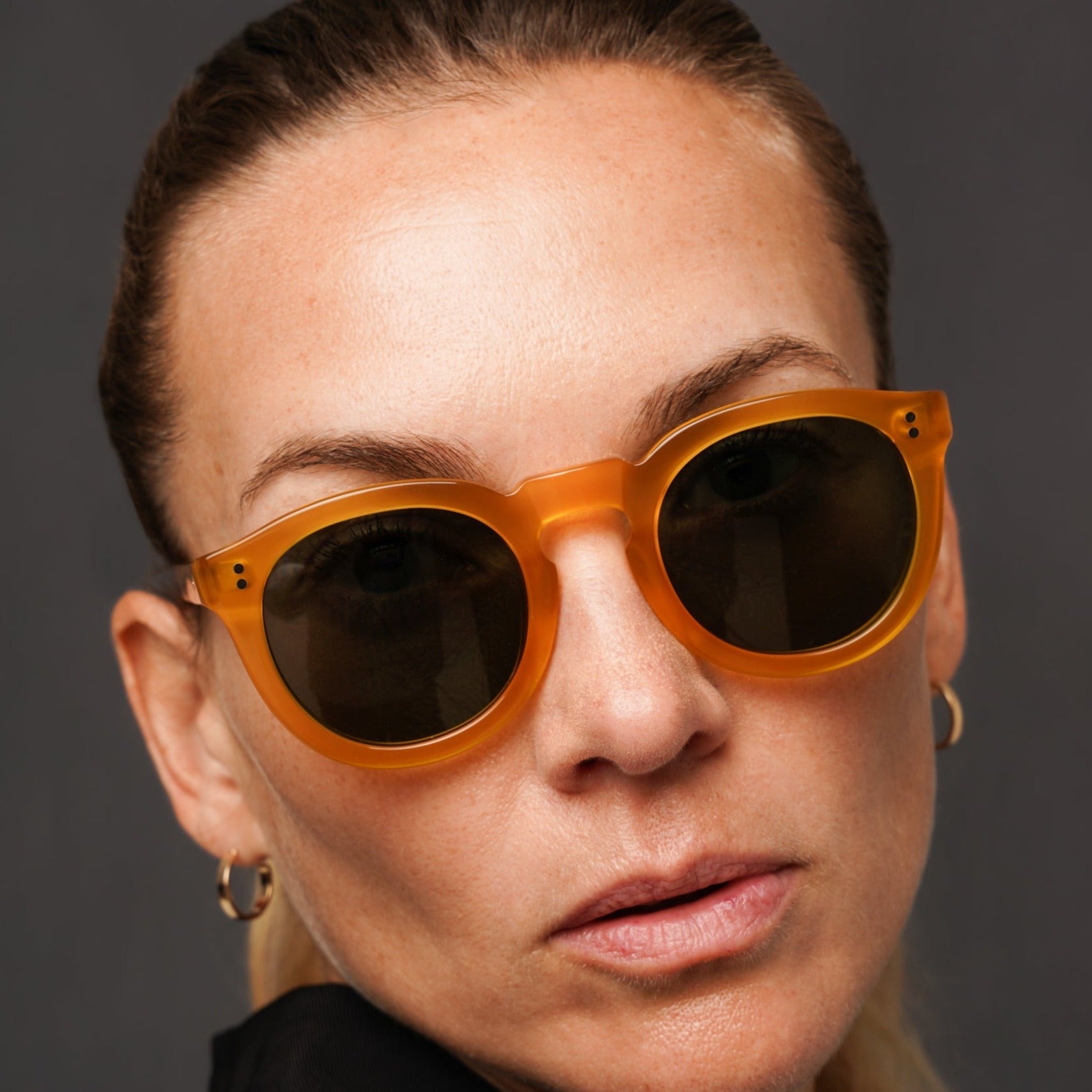 The Allen Yellow Sunglasses, Mazzucchelli 1849 acetate frame, round shape, in yellow.
