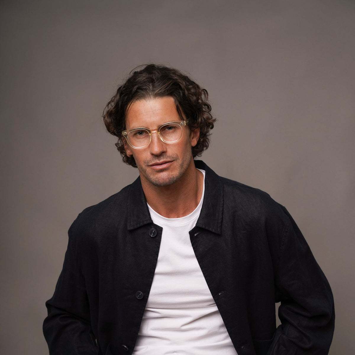 The Andy Air, eyeglasses, Mazzucchelli 1849 acetate frame, cat-eye shape, in clear crystal.