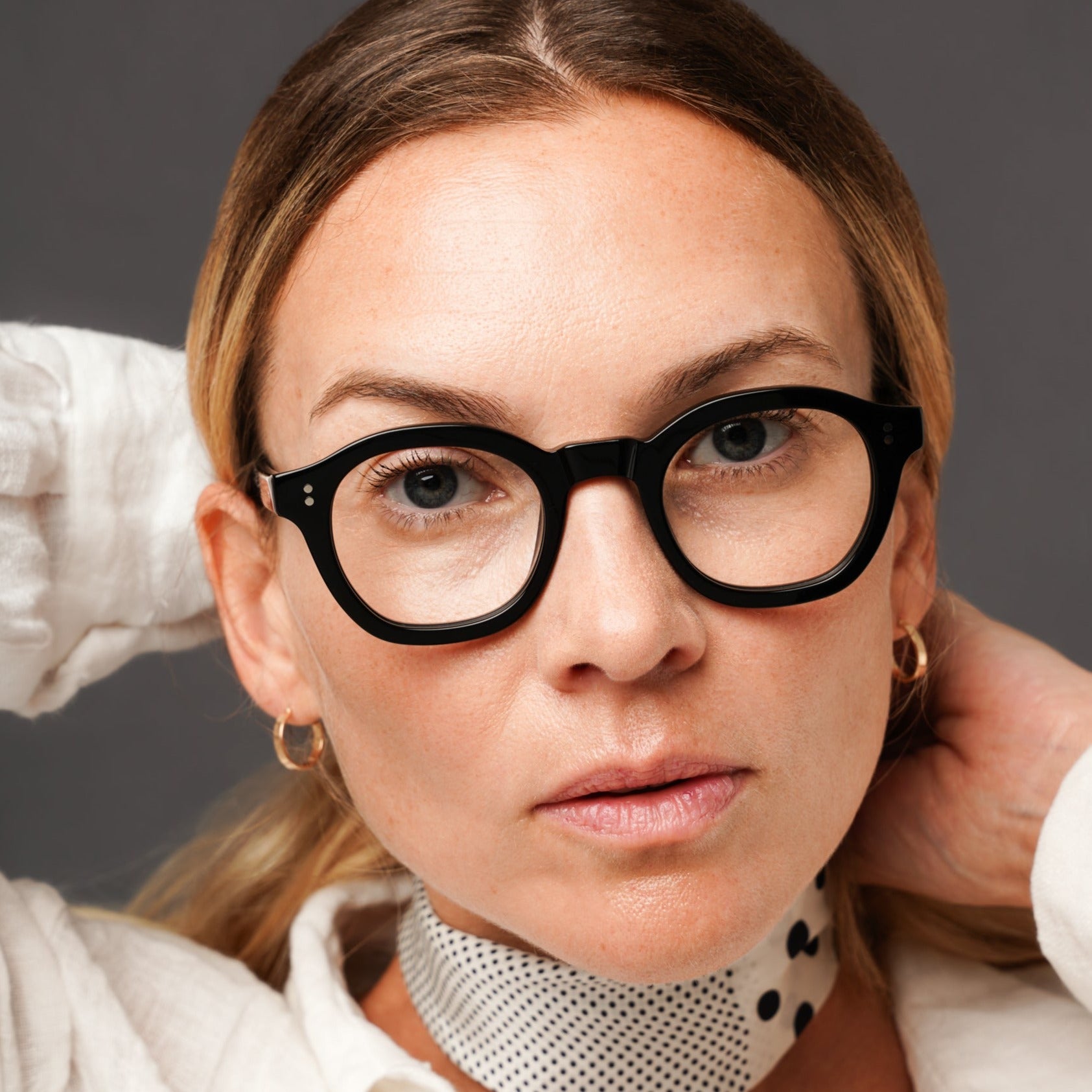 The Dean Noir — eyeglasses, Mazzucchelli 1849 acetate frame, round shape, in black.