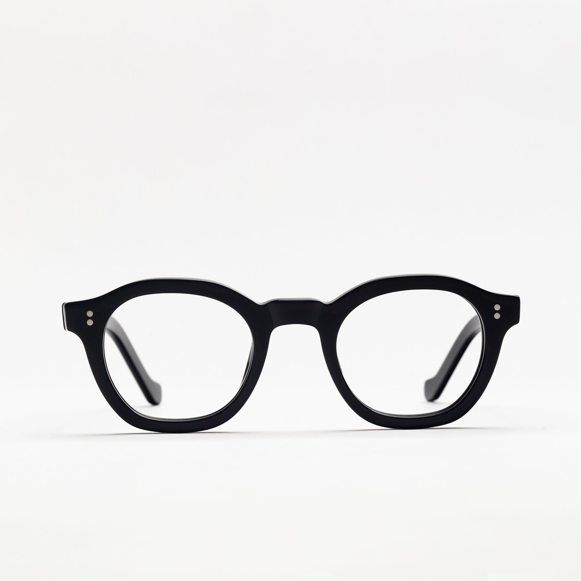 The Dean Noir — eyeglasses, Mazzucchelli 1849 acetate frame, round shape, in black.
