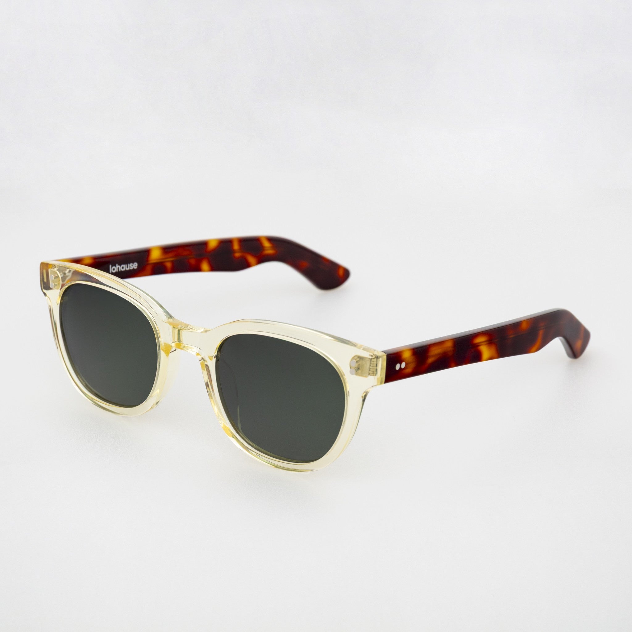 The Andy Paradox N3 Sunglasses,, Mazzucchelli 1849 acetate frame, round shape, transparent and tortoise.