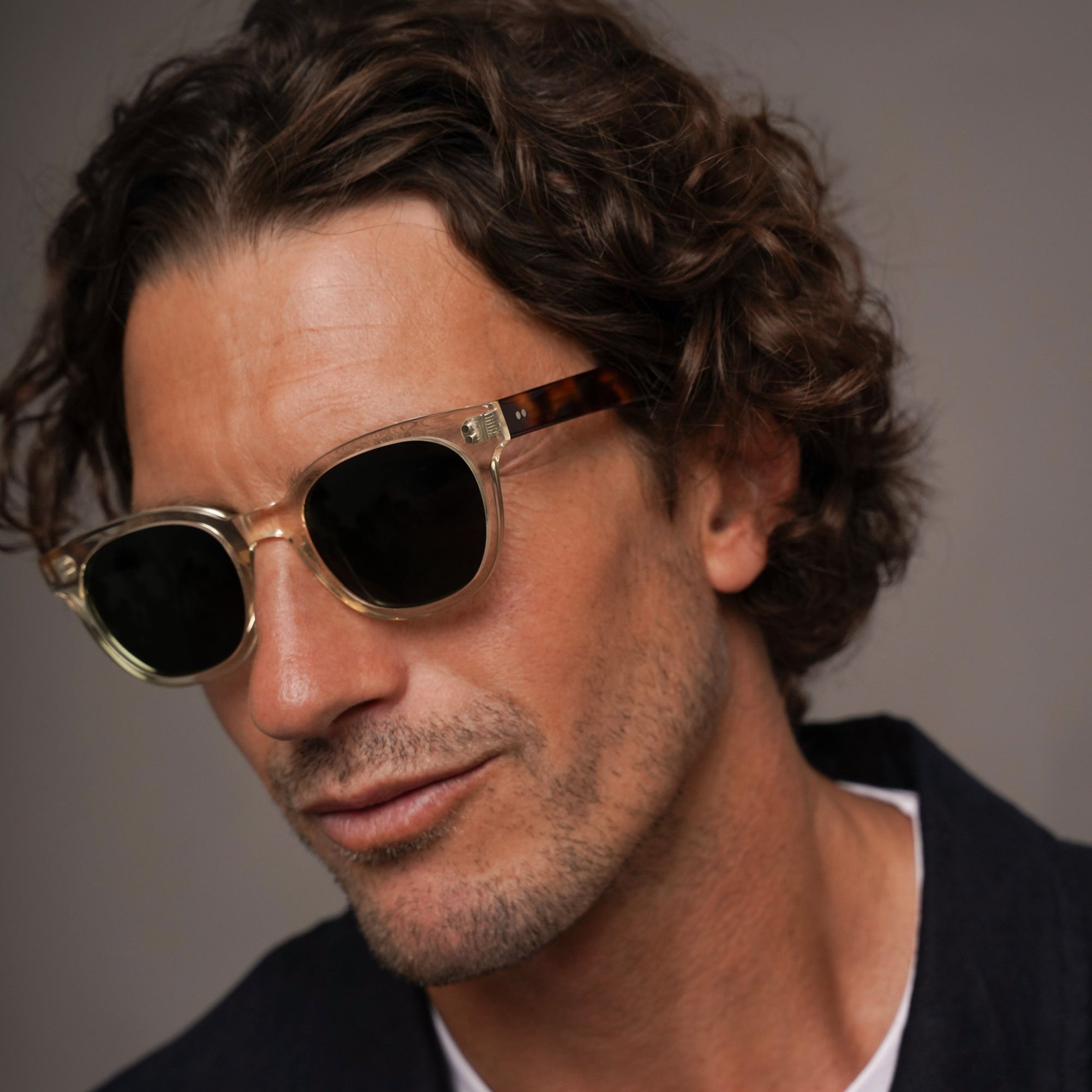 The Andy Paradox N3 Sunglasses — sunglasses, Mazzucchelli 1849 acetate frame, round shape, transparent and tortoise.