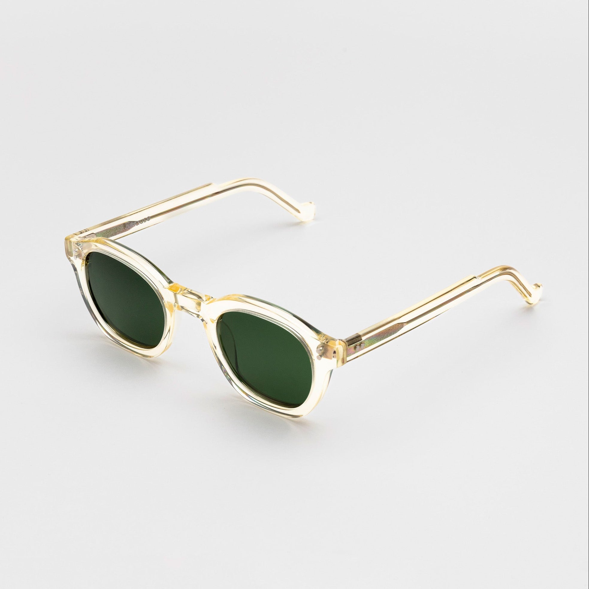 The Dean Air Sunglasses —  Mazzucchelli 1849 acetate frame, round shape, in clear crystal.