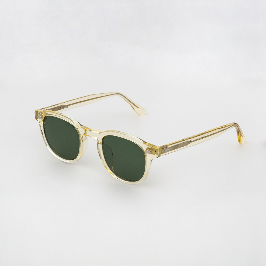 The Basquiat Air Sunglasses, Mazzucchelli 1849 acetate frame, rounded square shape, in clear crystal.