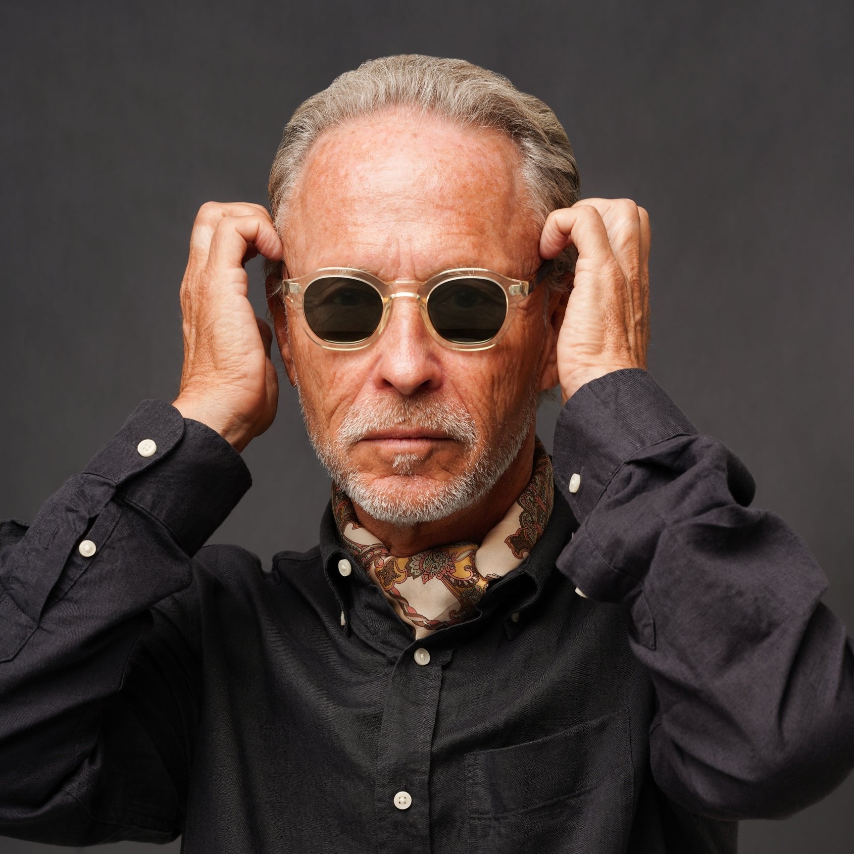 The Dean Air Sunglasses —  Mazzucchelli 1849 acetate frame, round shape, in clear crystal.
