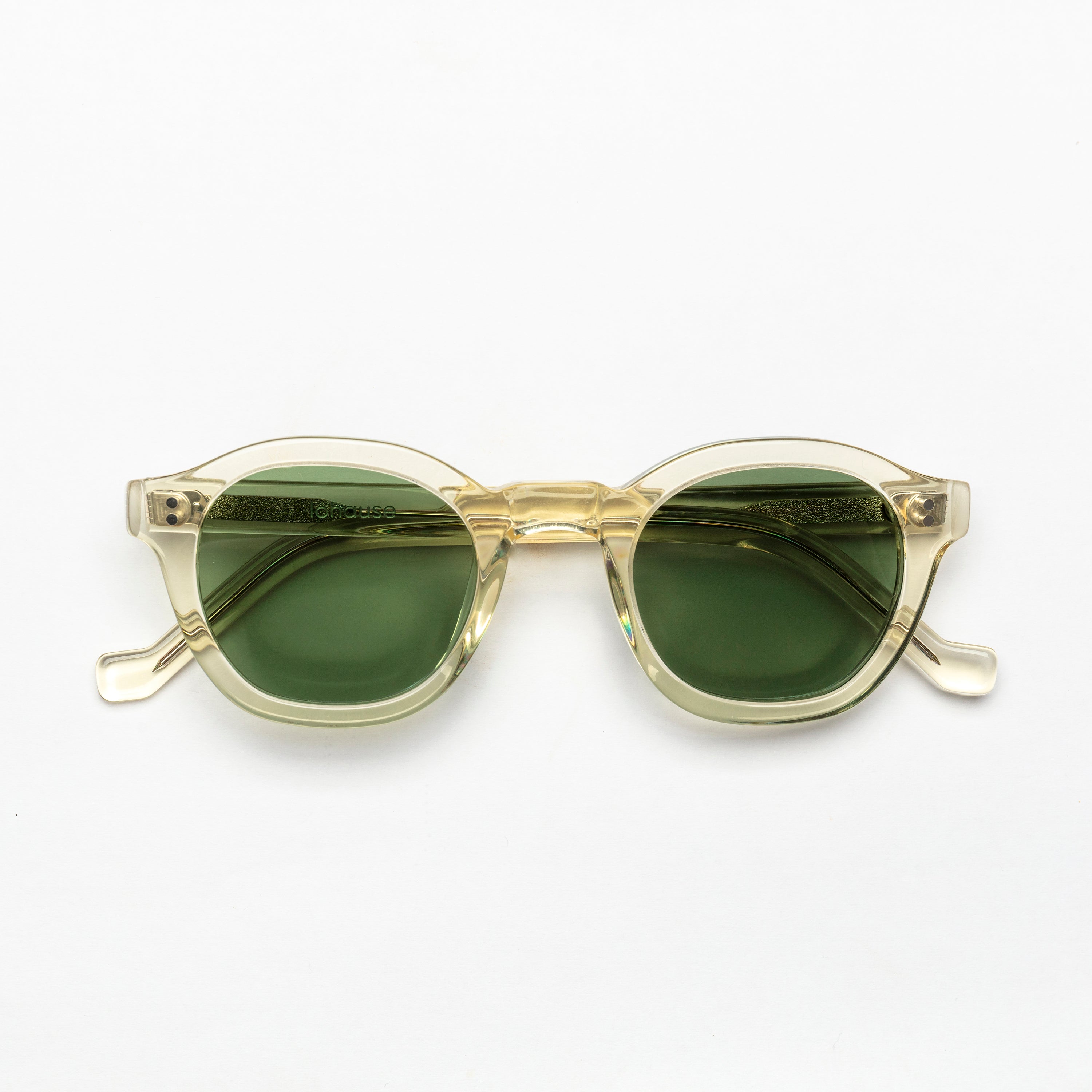 The Dean Air Sunglasses —  Mazzucchelli 1849 acetate frame, round shape, in clear crystal.