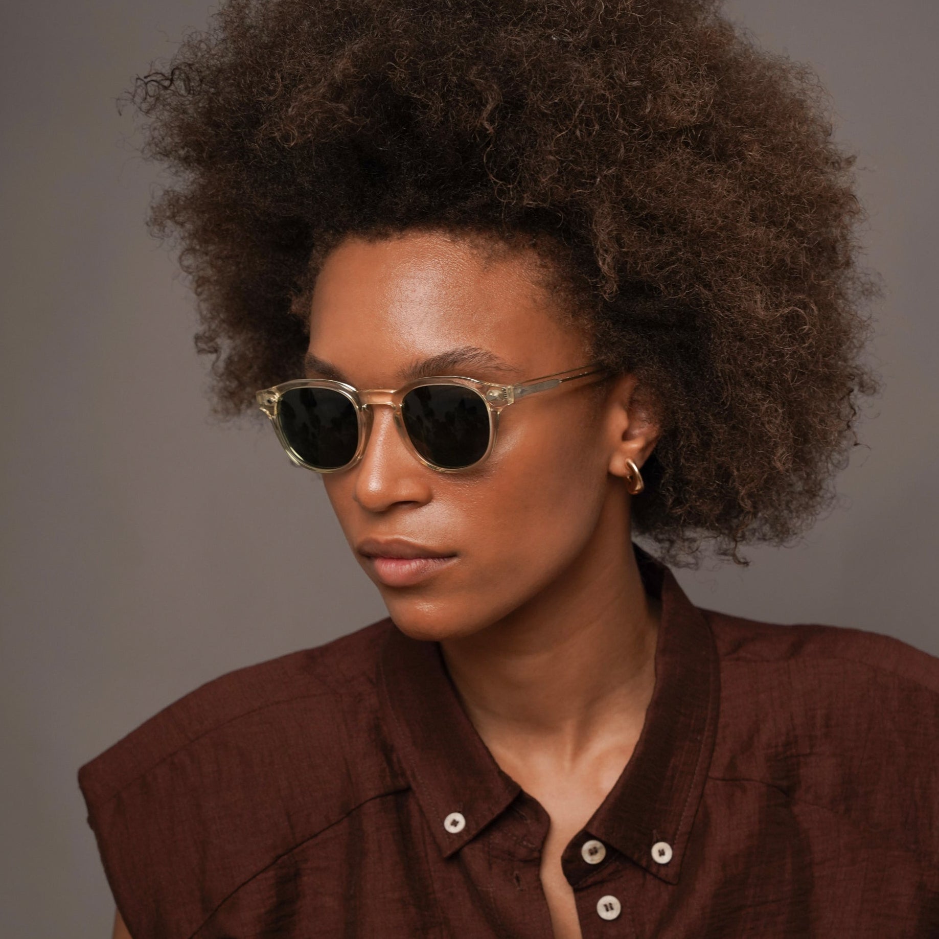 The Basquiat Air Sunglasses, Mazzucchelli 1849 acetate frame, rounded square shape, in clear crystal.