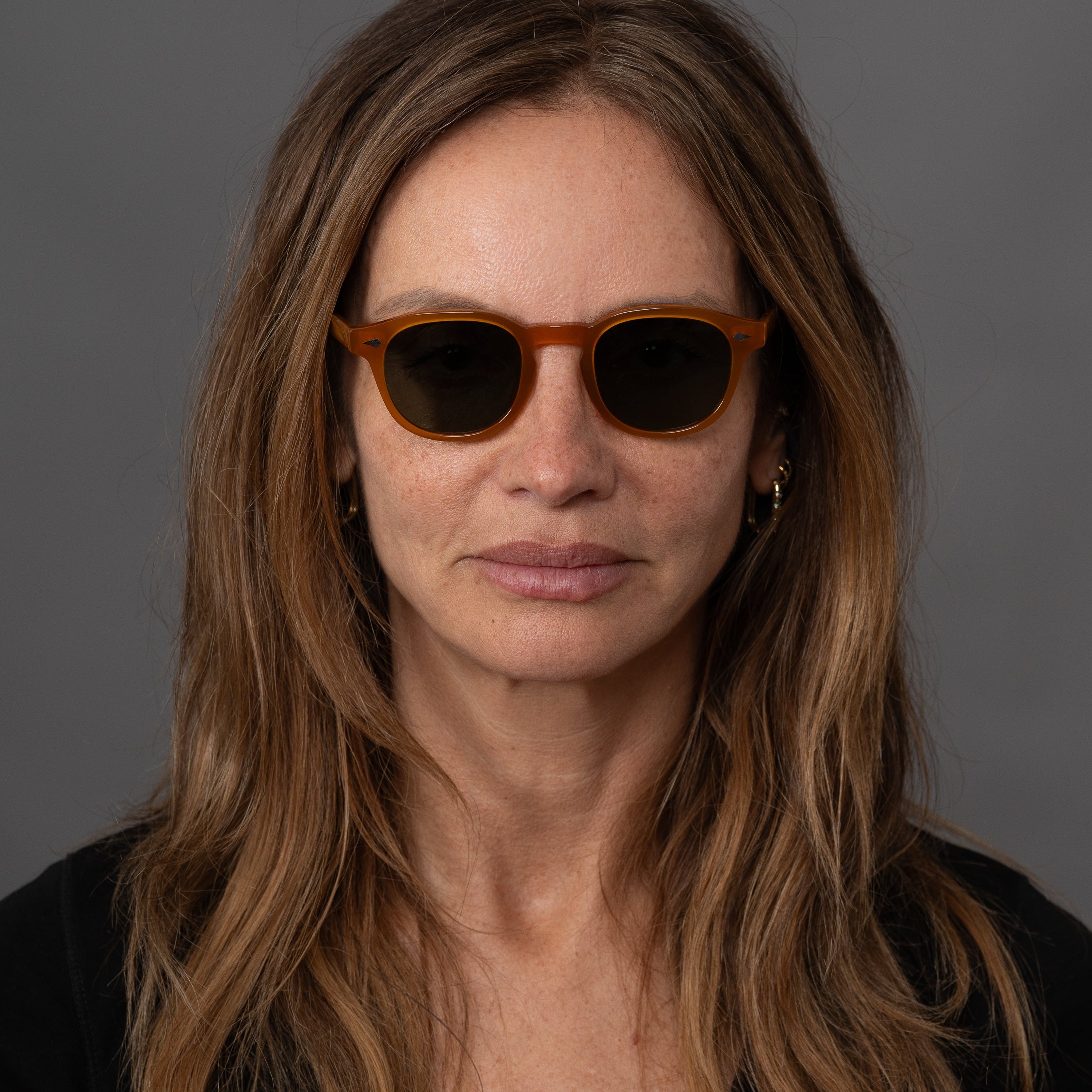 The Basquiat Amber Sunglasses, Mazzucchelli 1849 acetate frame, rounded square shape, in amber.