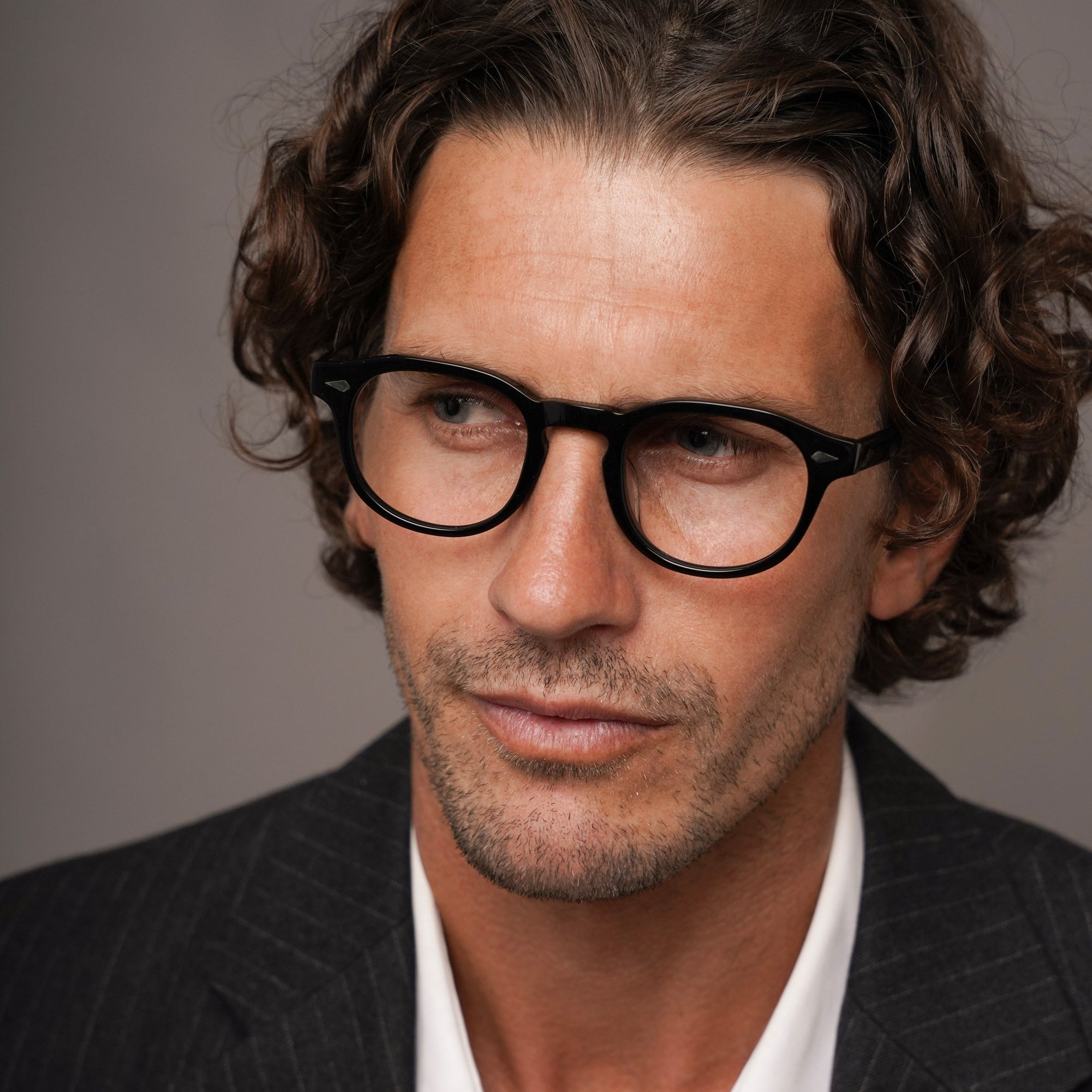 The Basquiat Noir — eyeglasses, Mazzucchelli 1849 acetate frame, rounded square shape, in black.