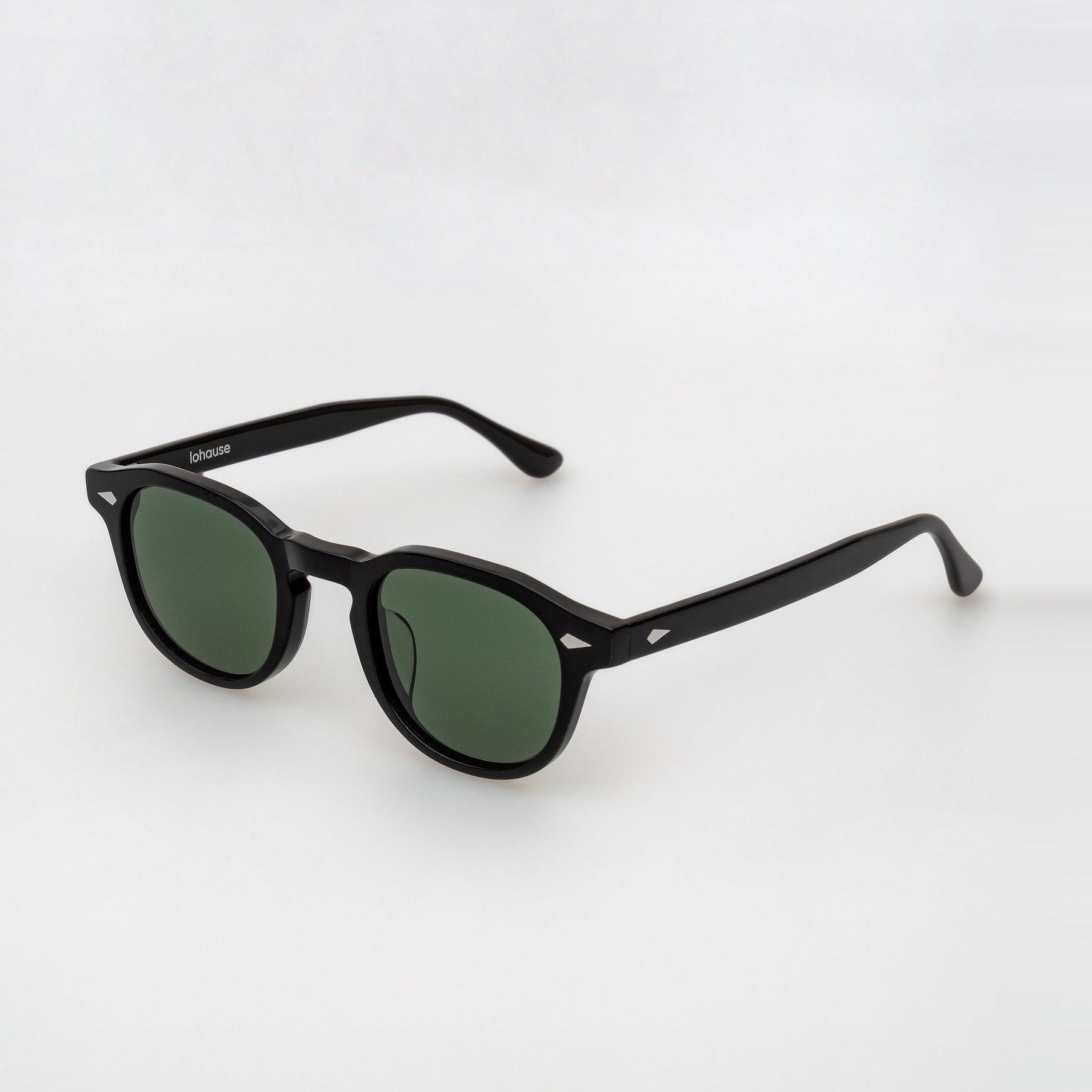 The Basquiat Noir Sunglasses, Mazzucchelli 1849 acetate frame, rounded square shape, in black.