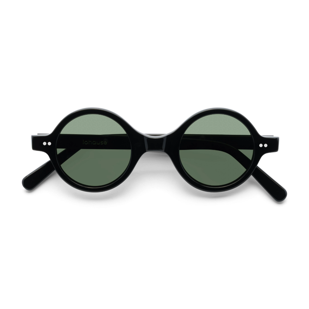The Corbusier Noir Sunglasses , Mazzucchelli 1849 acetate frame, round shape, in black.