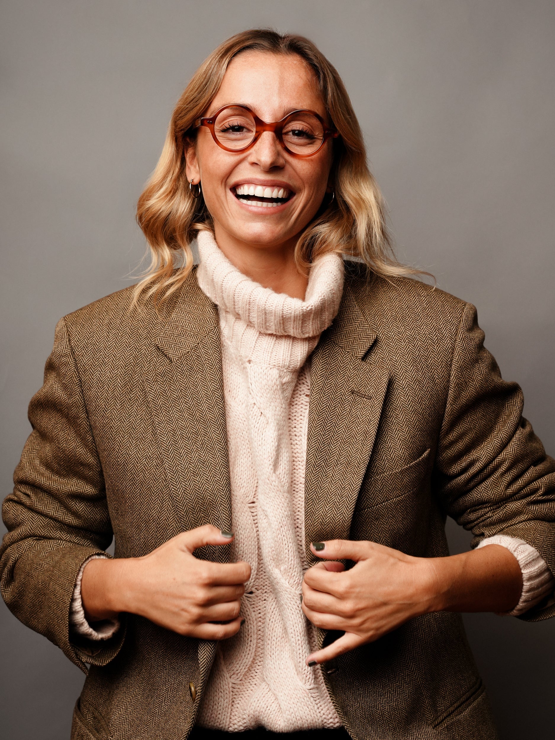 The Corbusier Scotch — eyeglasses, Mazzucchelli 1849 acetate frame, round shape, in whisky amber.