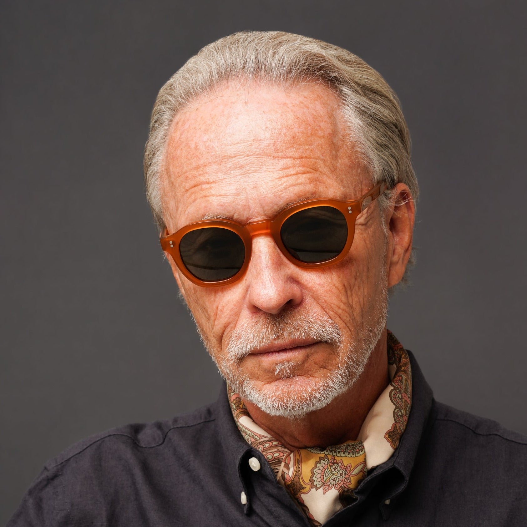 The Dean Amber Sunglasses, Mazzucchelli 1849 acetate frame, round shape, in amber.