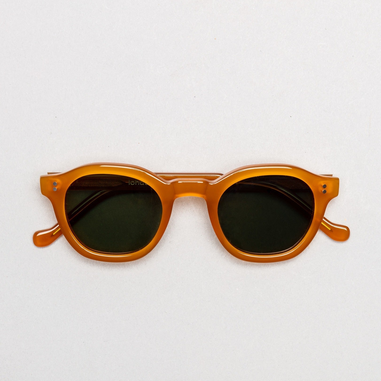 The Dean Amber Sunglasses, Mazzucchelli 1849 acetate frame, round shape, in amber.