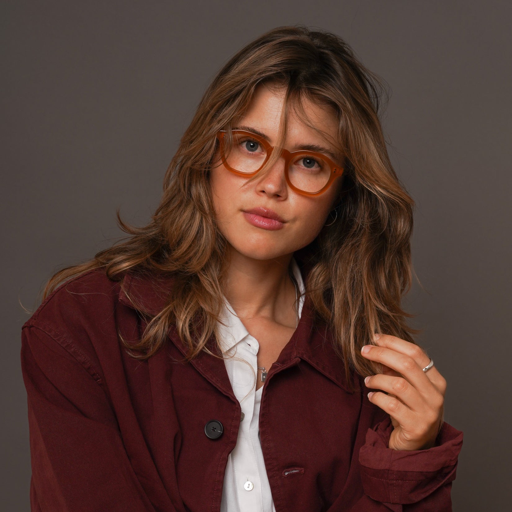 The Dean Amber — eyeglasses, Mazzucchelli 1849 acetate frame, round shape, in amber.