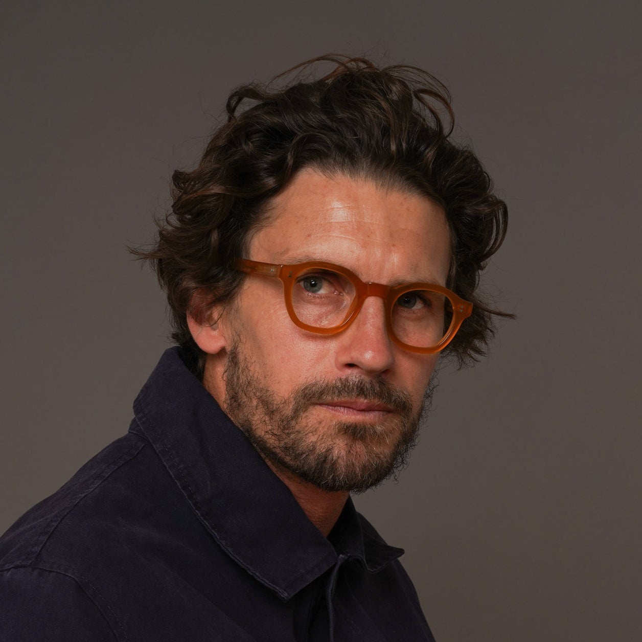 The Dean Amber — eyeglasses, Mazzucchelli 1849 acetate frame, round shape, in amber.