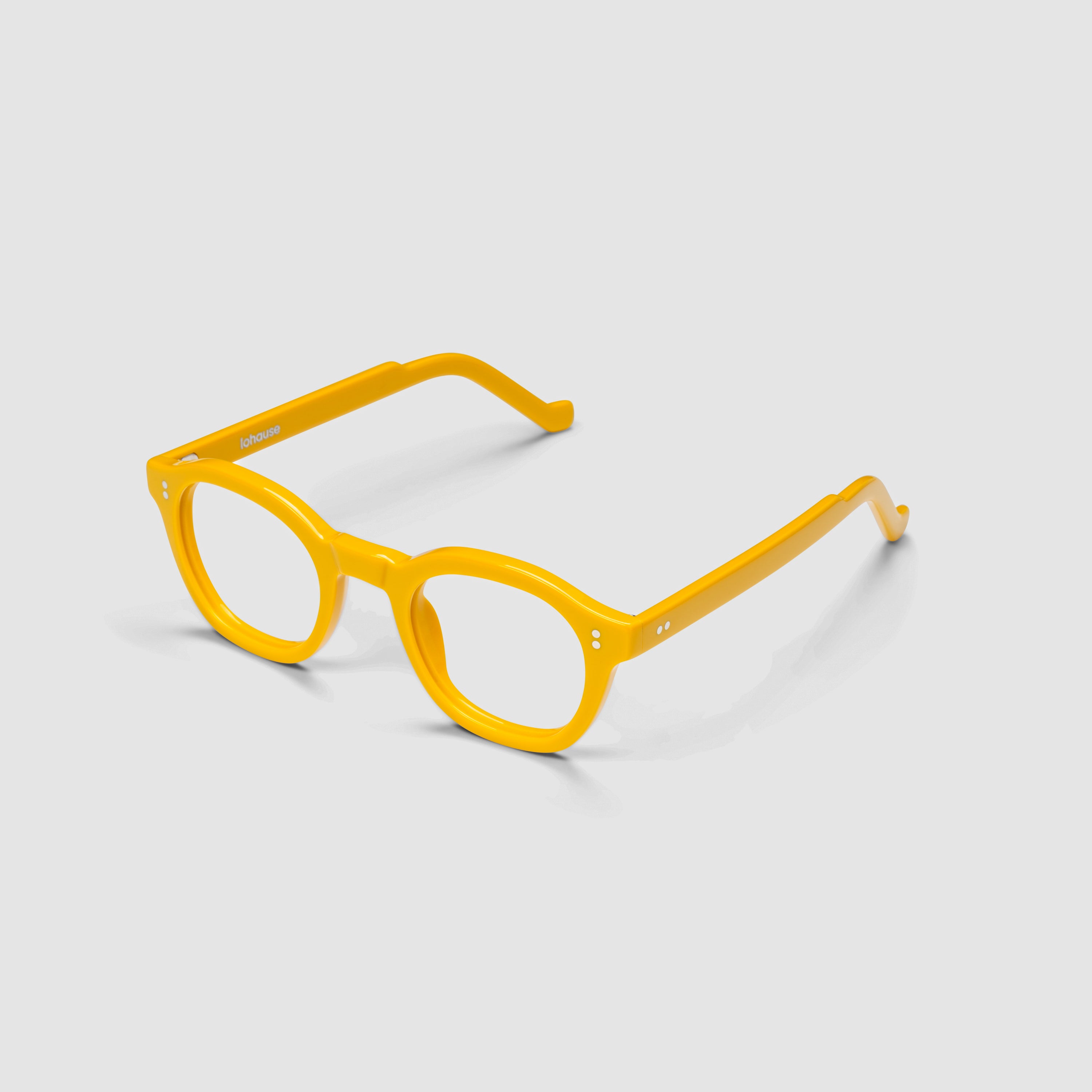 The Dean Amberfort — eyeglasses, Mazzucchelli 1849 acetate frame, round shape, in deep amber.