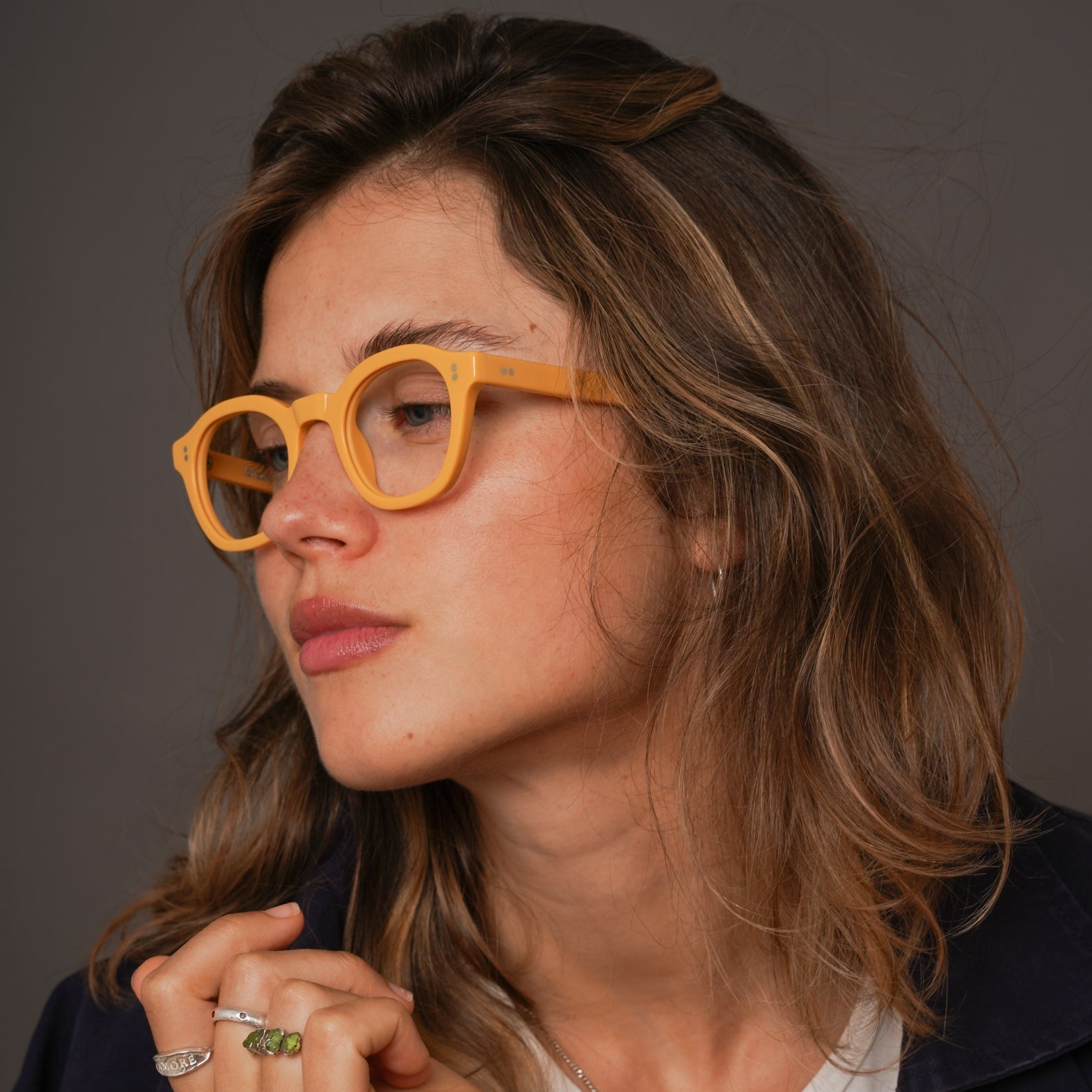 The Dean Amberfort — eyeglasses, Mazzucchelli 1849 acetate frame, round shape, in deep amber.