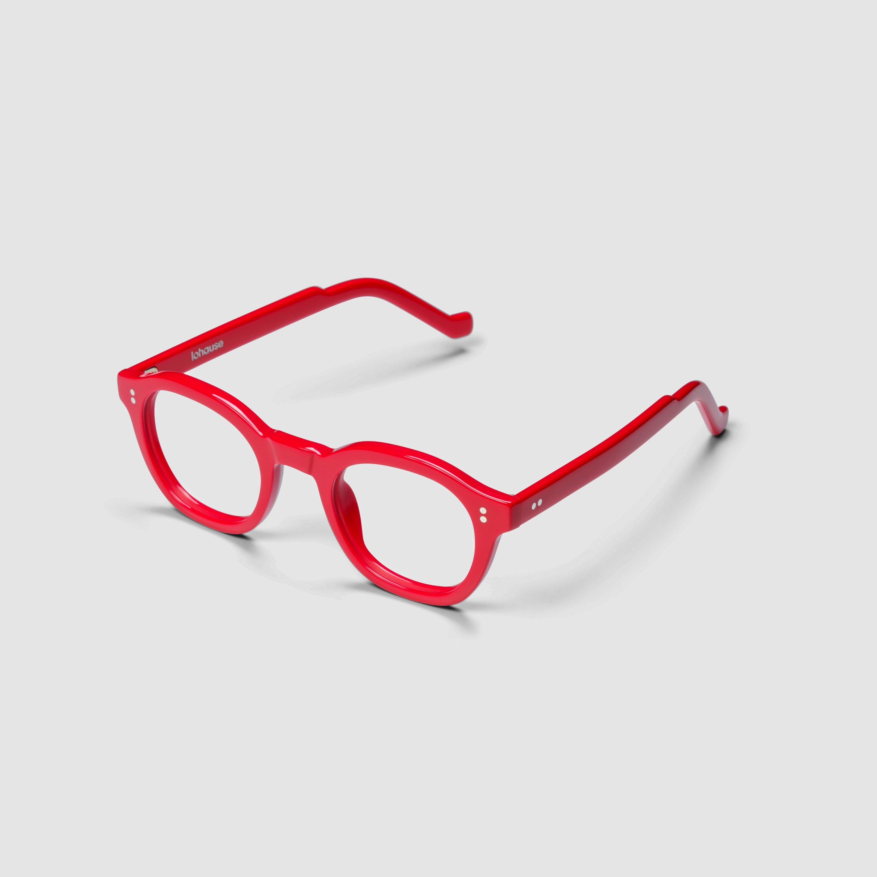 The Dean Carmine — eyeglasses, Mazzucchelli 1849 acetate frame, round shape, in carmine.