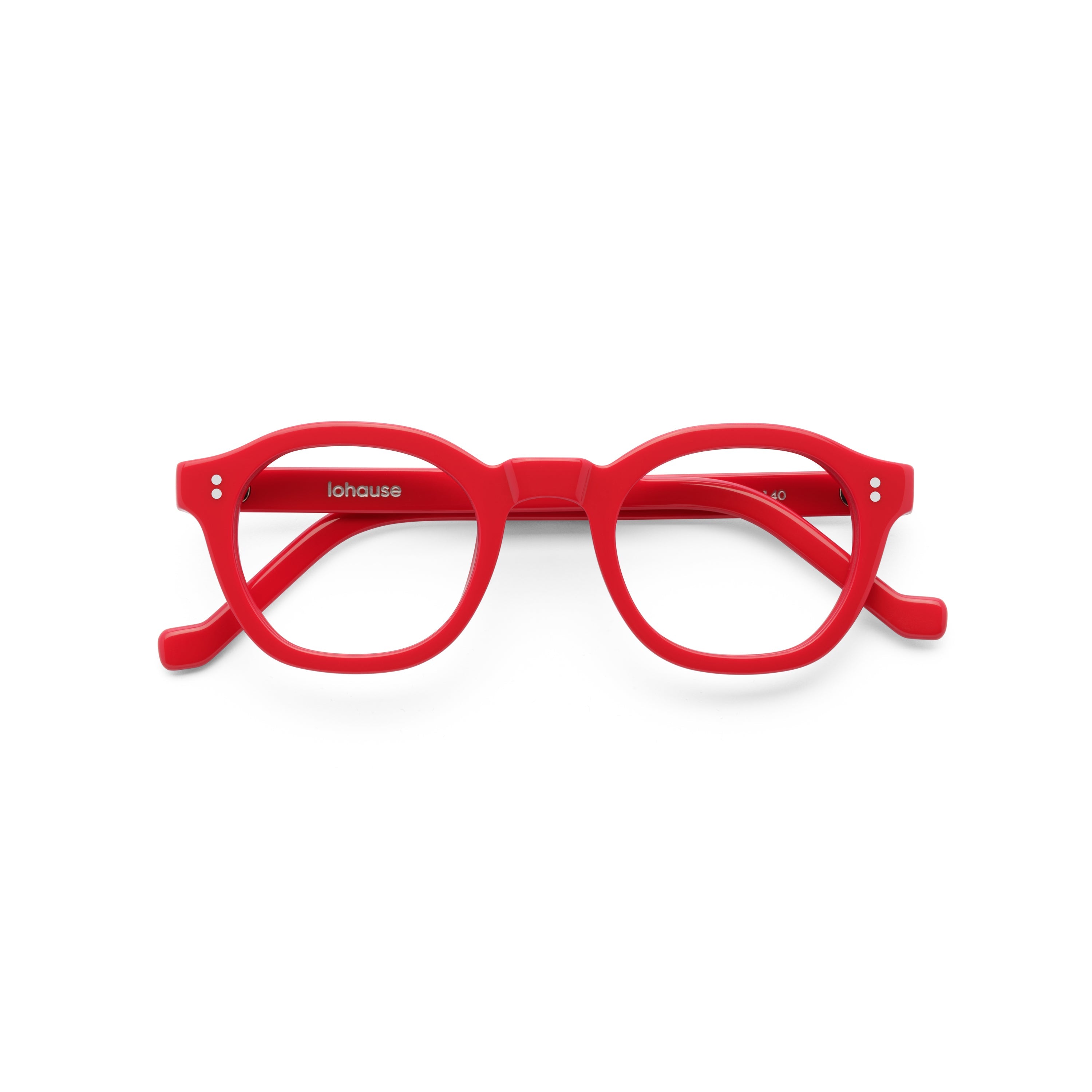 The Dean Carmine — eyeglasses, Mazzucchelli 1849 acetate frame, round shape, in carmine.