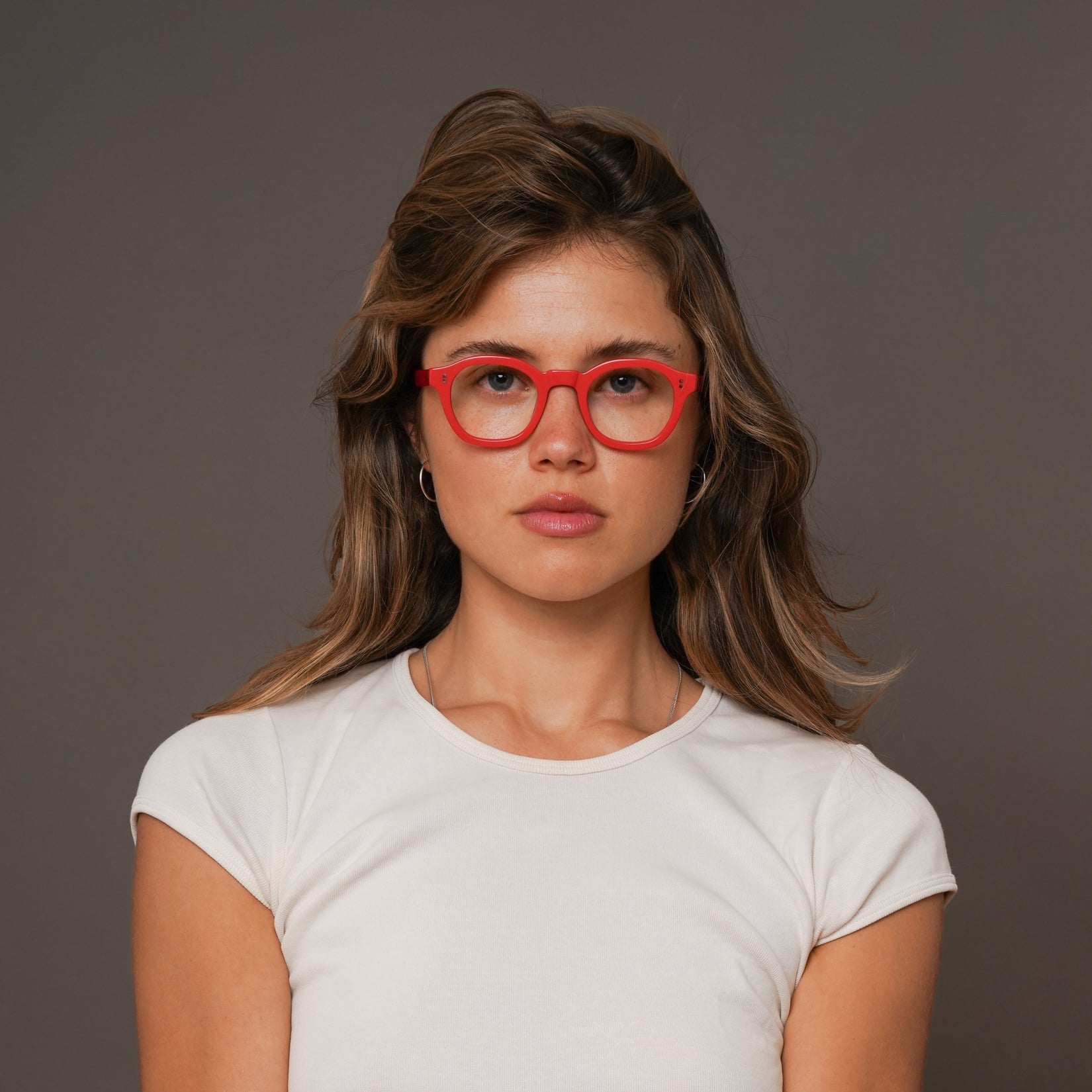 The Dean Carmine — eyeglasses, Mazzucchelli 1849 acetate frame, round shape, in carmine.