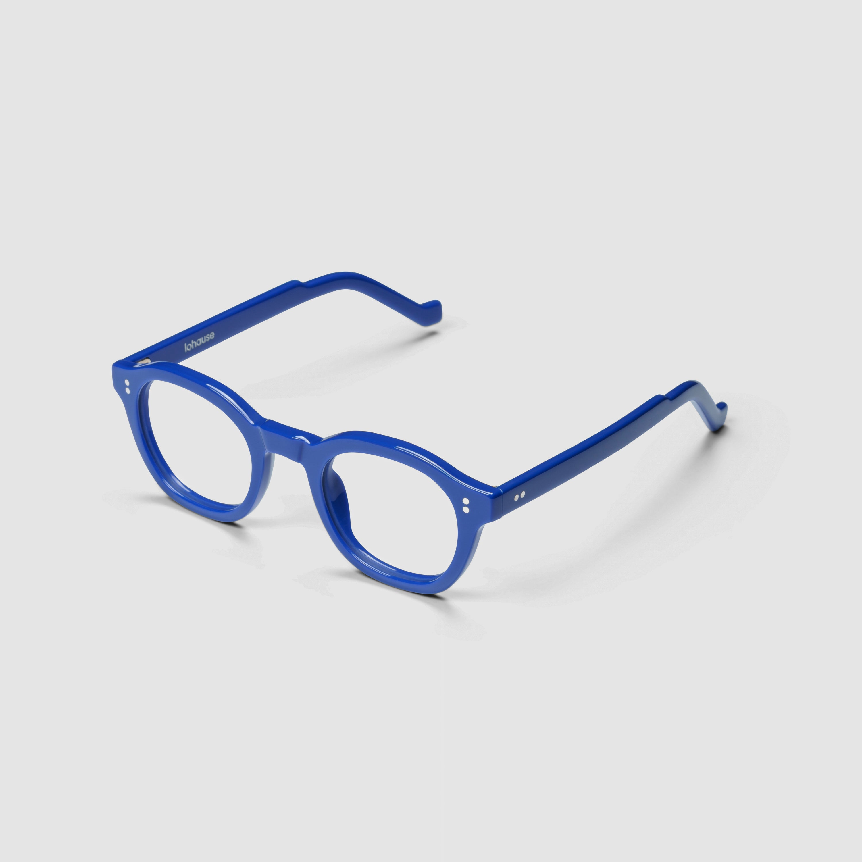 The Dean Majorelle — eyeglasses, Mazzucchelli 1849 acetate frame, round shape, in Majorelle blue.