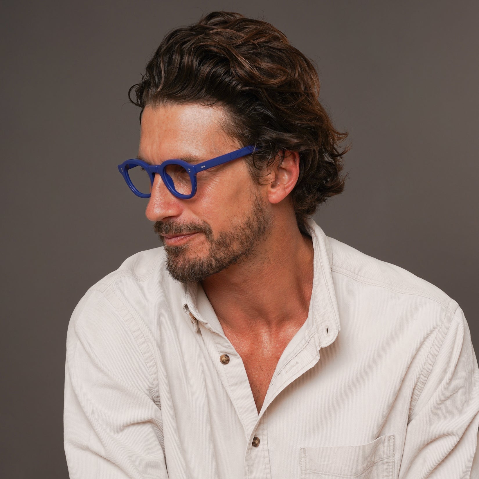 The Dean Majorelle — eyeglasses, Mazzucchelli 1849 acetate frame, round shape, in Majorelle blue.