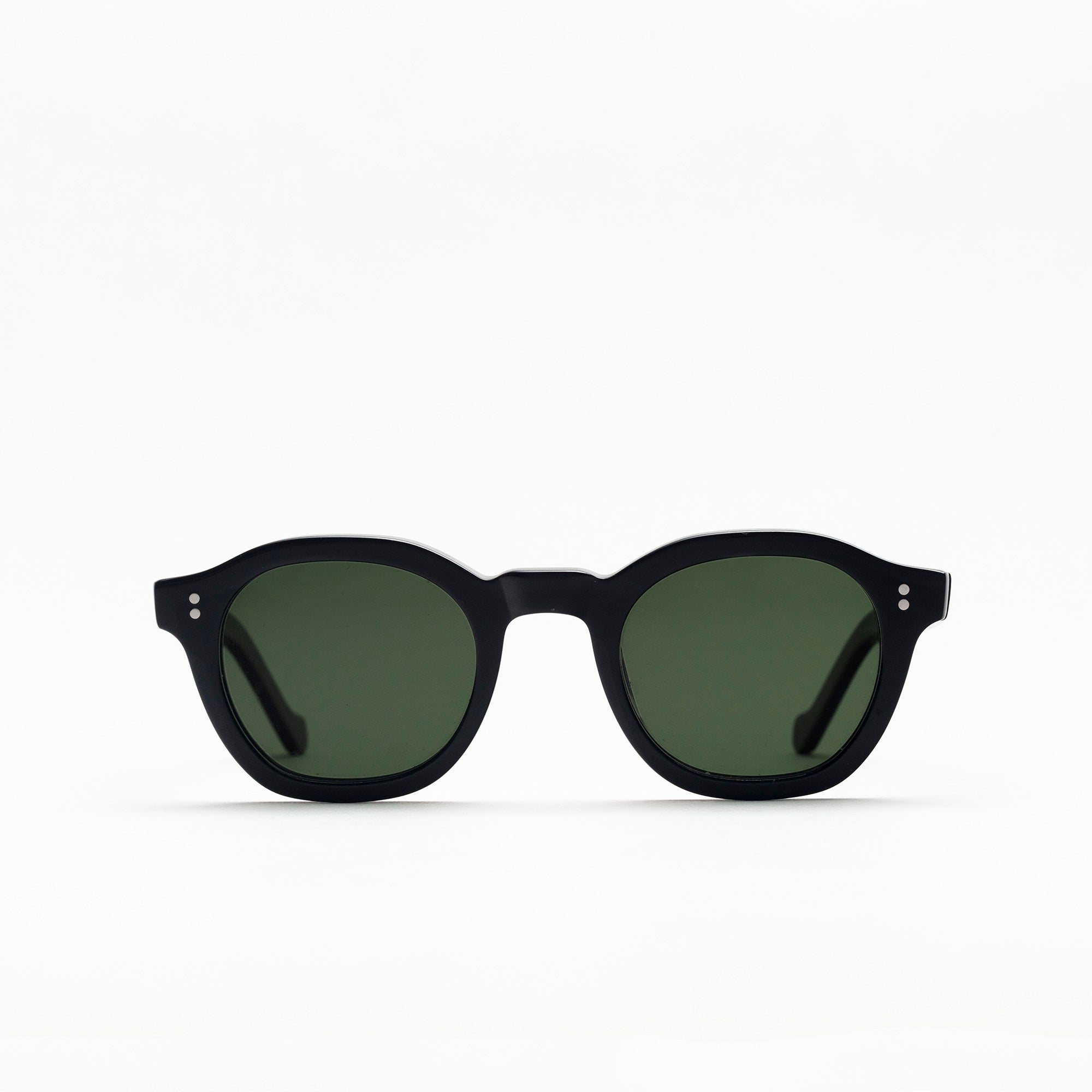 The Dean Noir Sunglasses , Mazzucchelli 1849 acetate frame, round shape, in black.