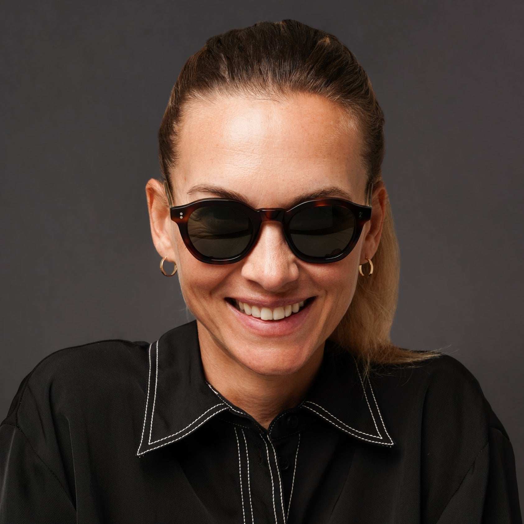 The Dean Paradox N4 Sunglasses, Mazzucchelli 1849 acetate frame, round shape, Paradox N4 pattern.
