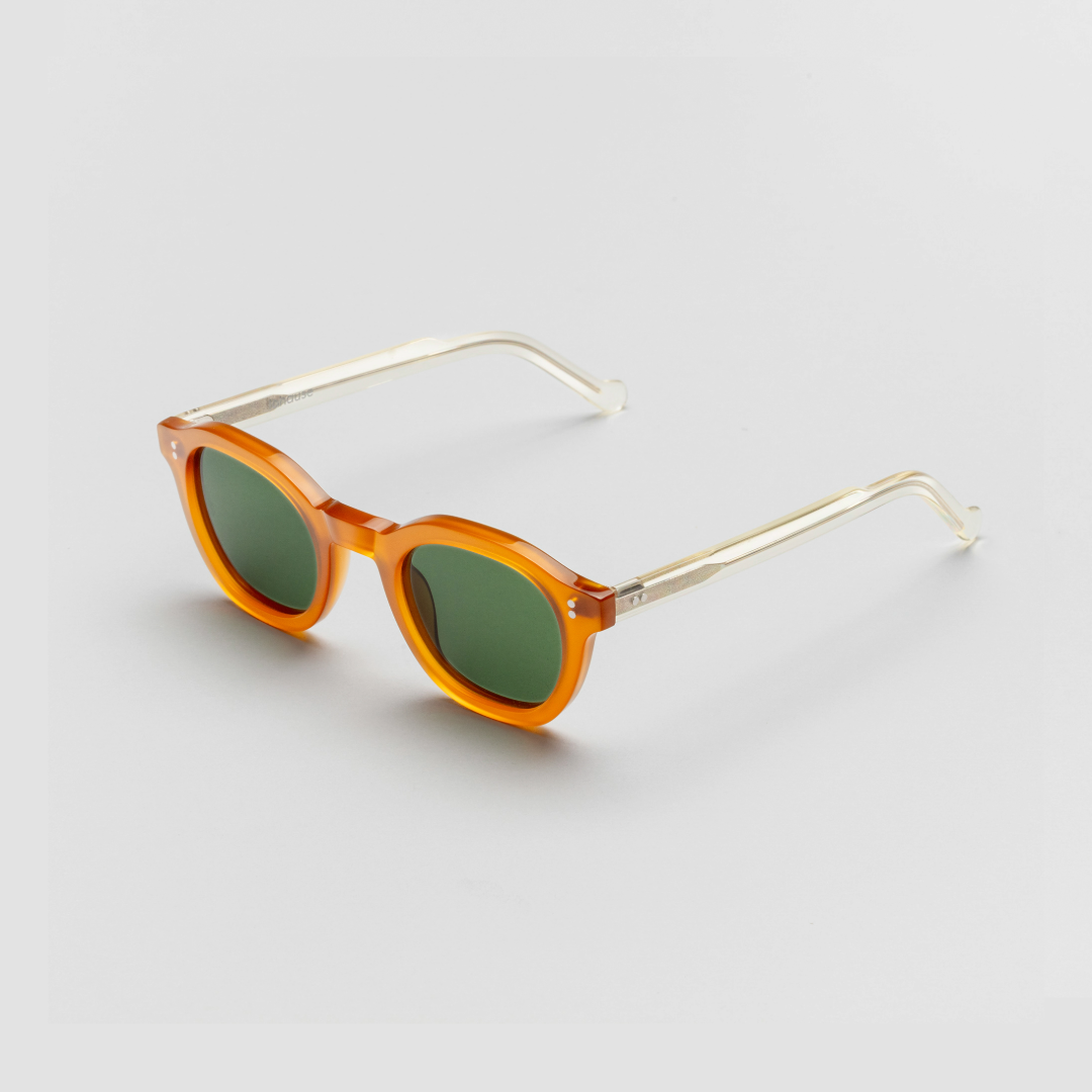 The Dean Paradox N8 Sunglasses, Mazzucchelli 1849 acetate frame, round shape, Paradox N8 pattern.
