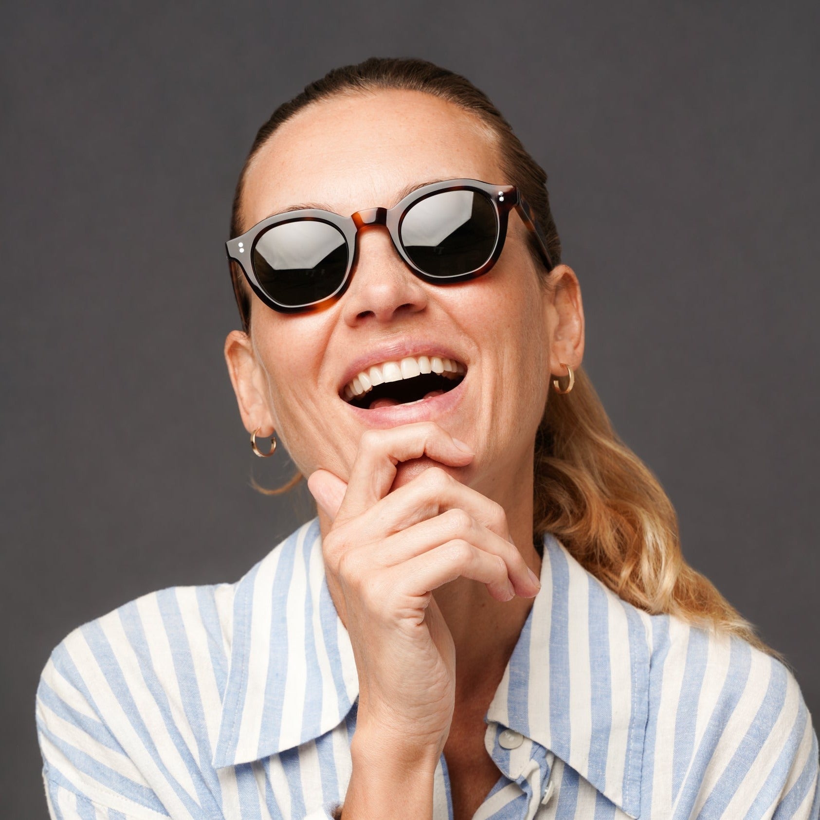 The Dean Tortoise Sunglasses, Mazzucchelli 1849 acetate frame, round shape, in tortoise.