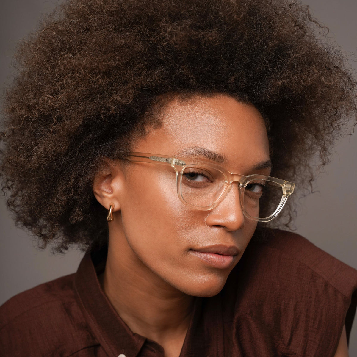 The Dylan Air, eyeglasses, Mazzucchelli 1849 acetate frame, cat-eye shape, in clear crystal.