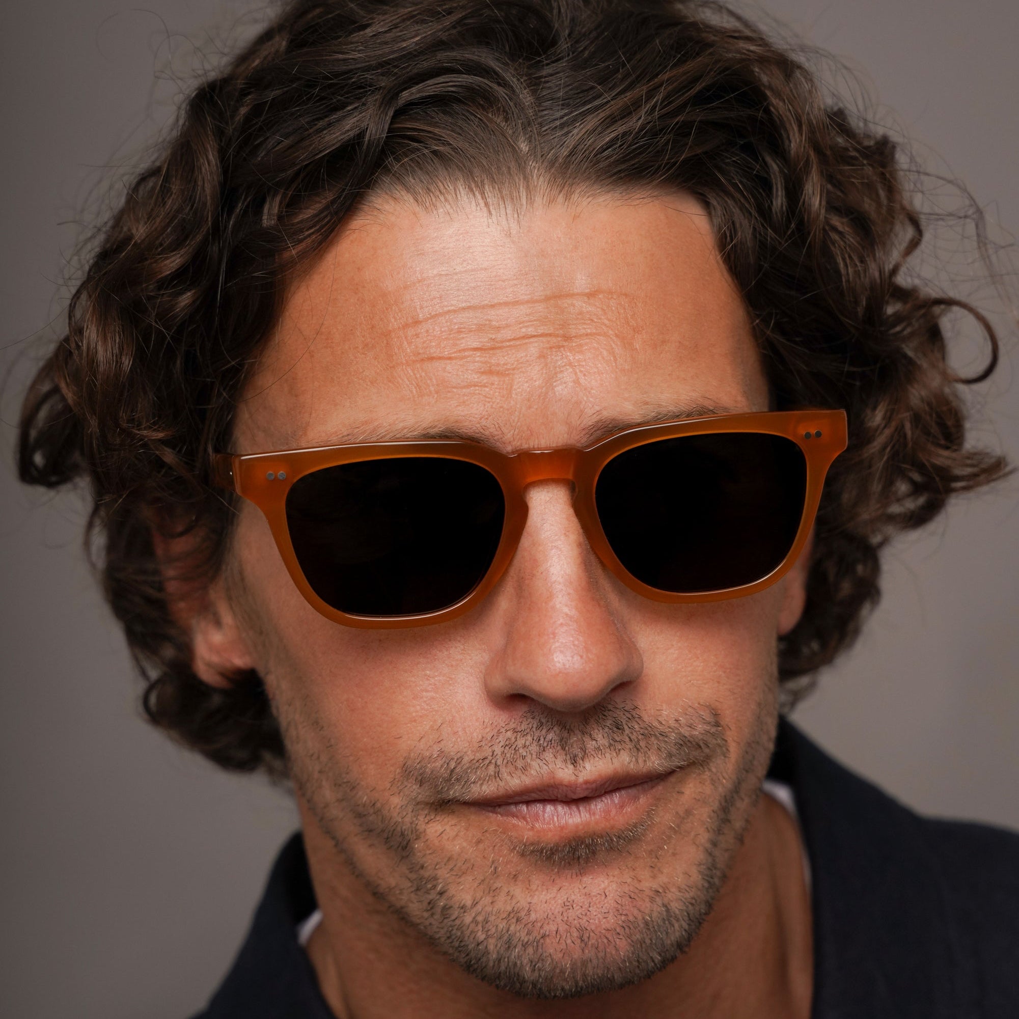 The Dylan Amber Sunglasses, Mazzucchelli 1849 acetate frame, round shape, in amber.