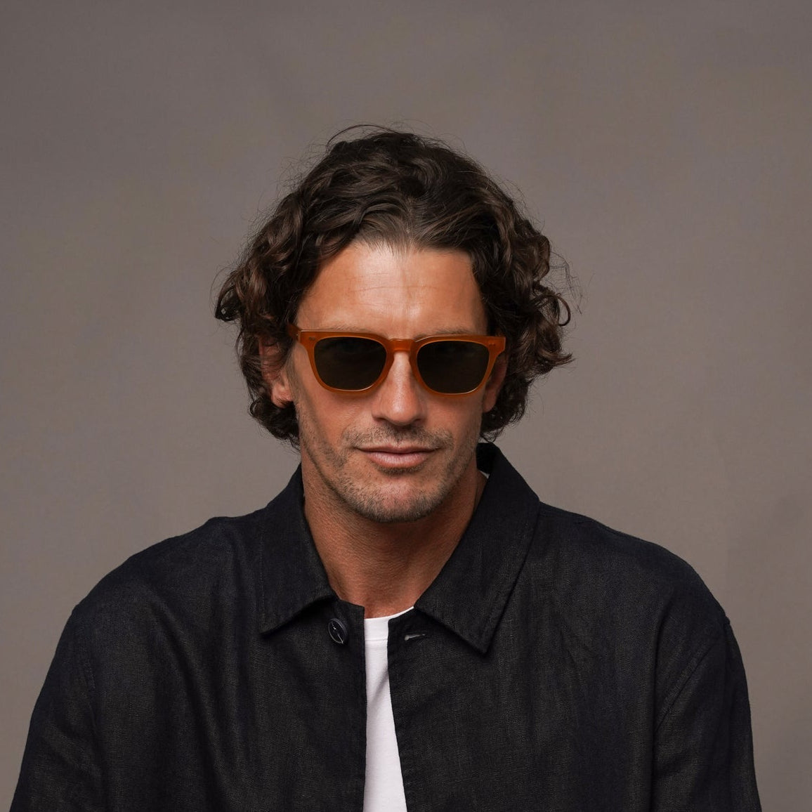 The Dylan Amber Sunglasses, Mazzucchelli 1849 acetate frame, round shape, in amber.
