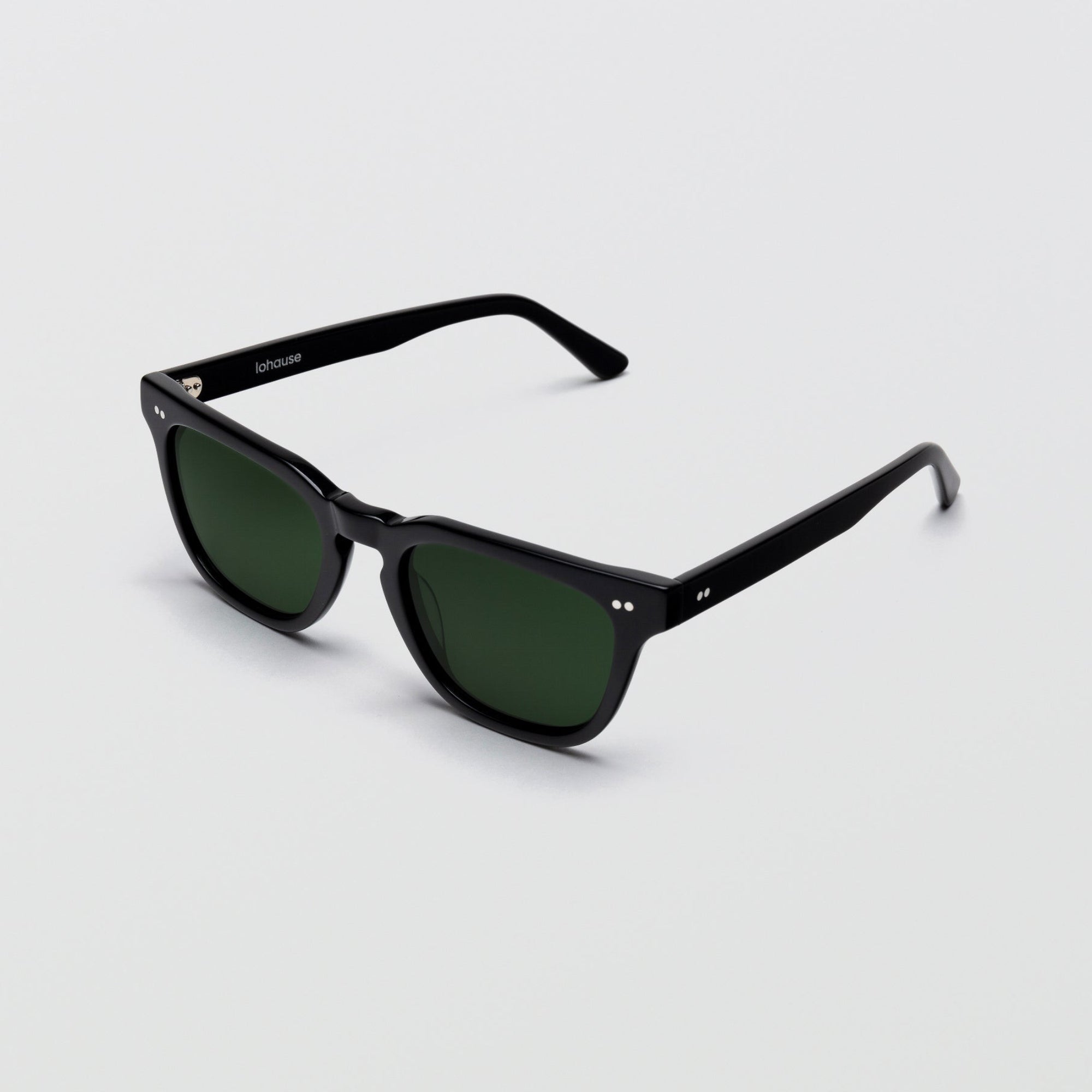The Dylan Noir Sunglasses, Mazzucchelli 1849 acetate frame, round shape, in black.