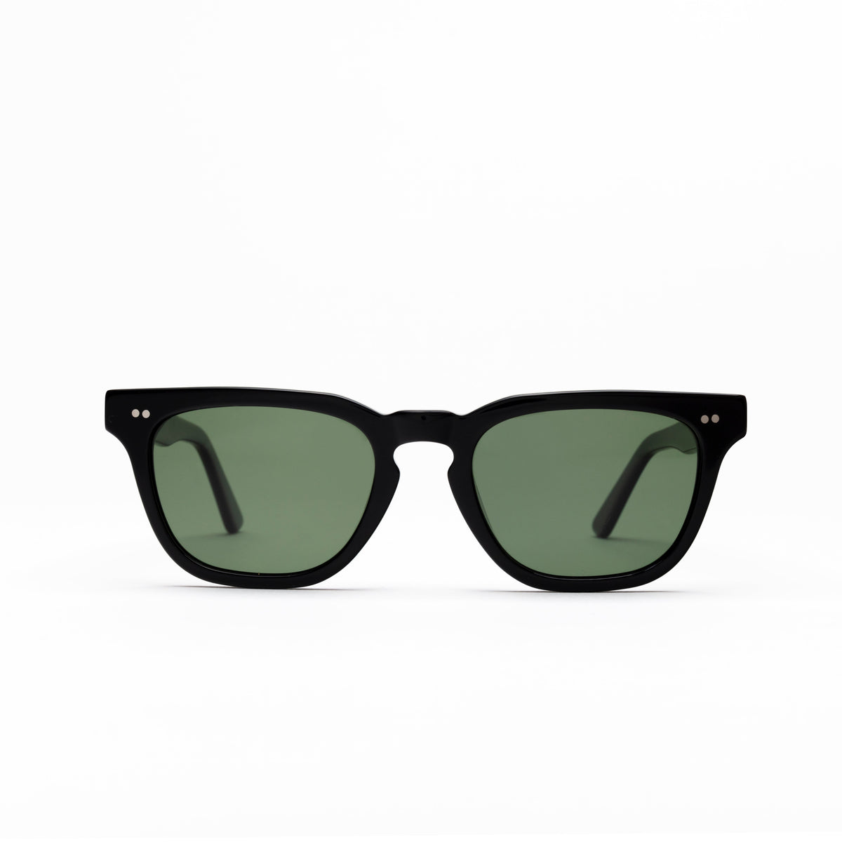 The Dylan Noir Sunglasses, Mazzucchelli 1849 acetate frame, round shape, in black.