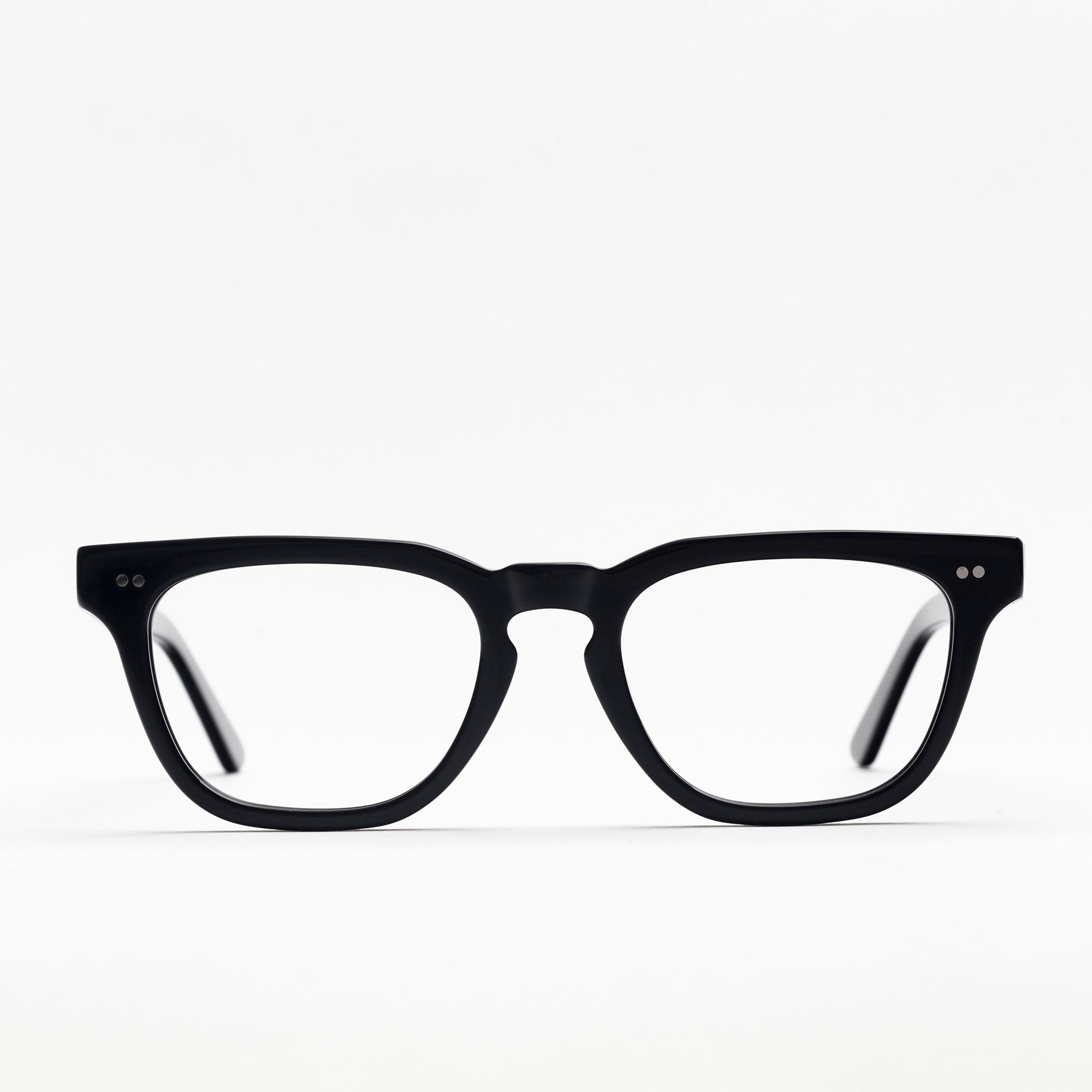 The Dylan Noir — eyeglasses, Mazzucchelli 1849 acetate frame, round shape, in black.