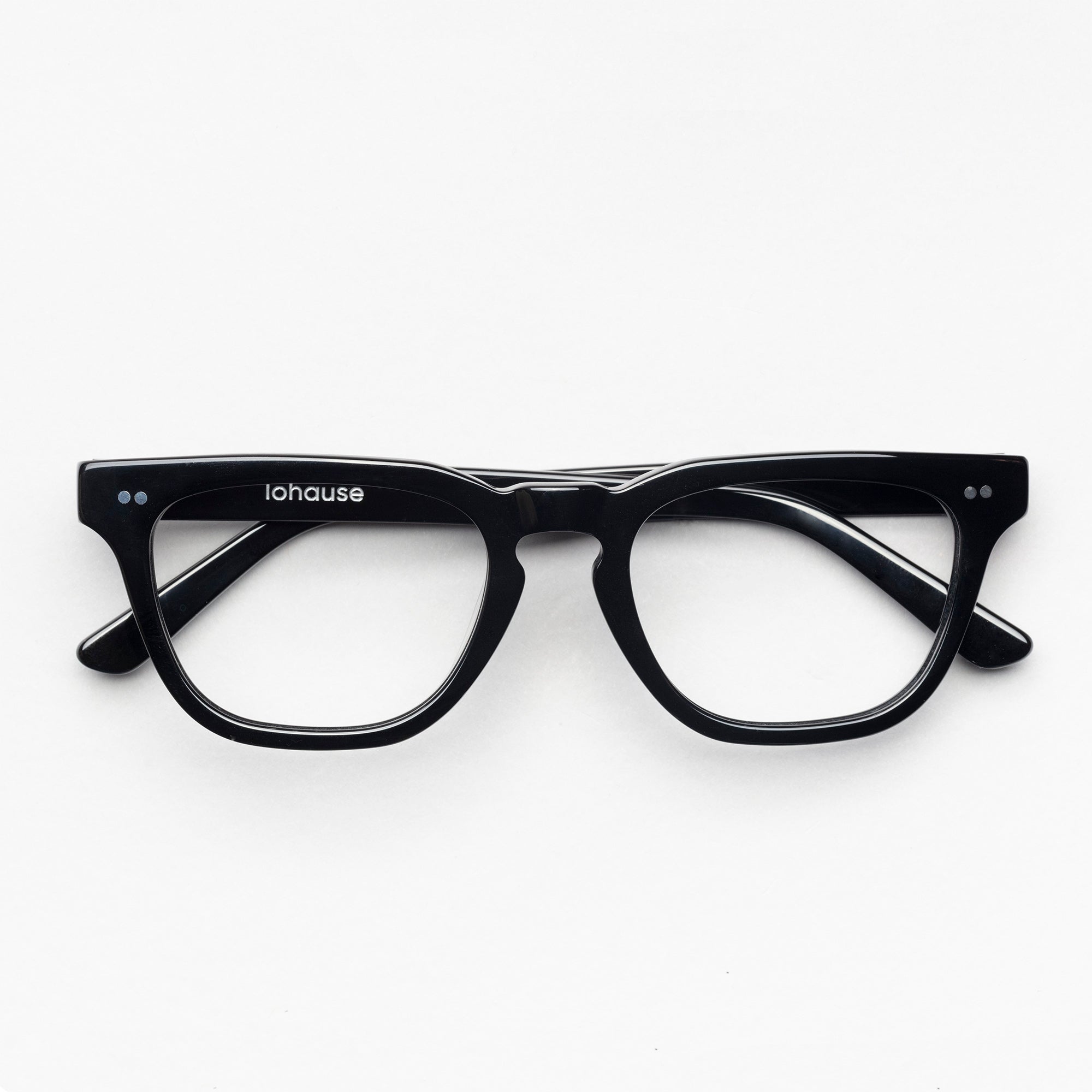 The Dylan Noir — eyeglasses, Mazzucchelli 1849 acetate frame, round shape, in black.